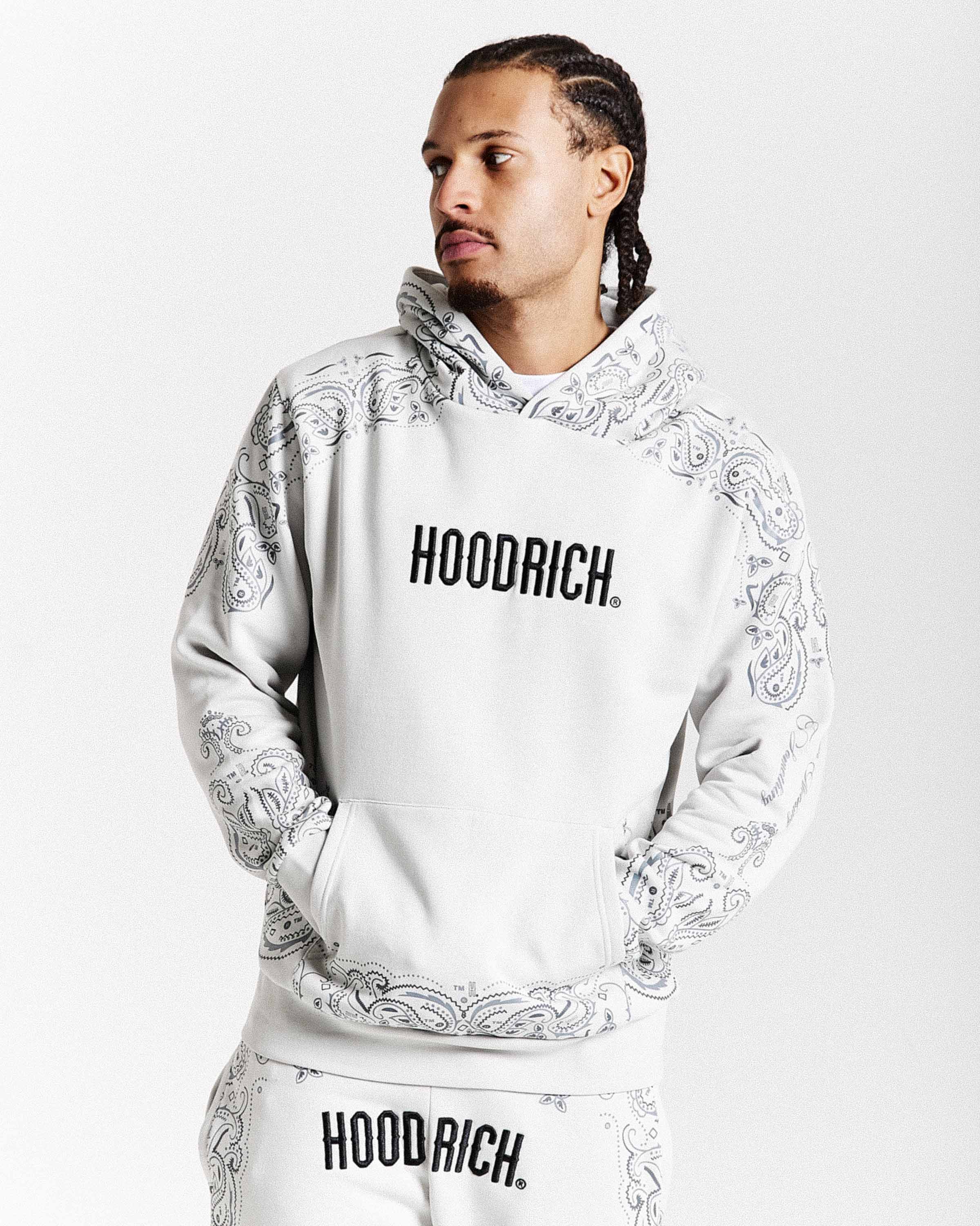Motif Hoodie - Light Grey/Black