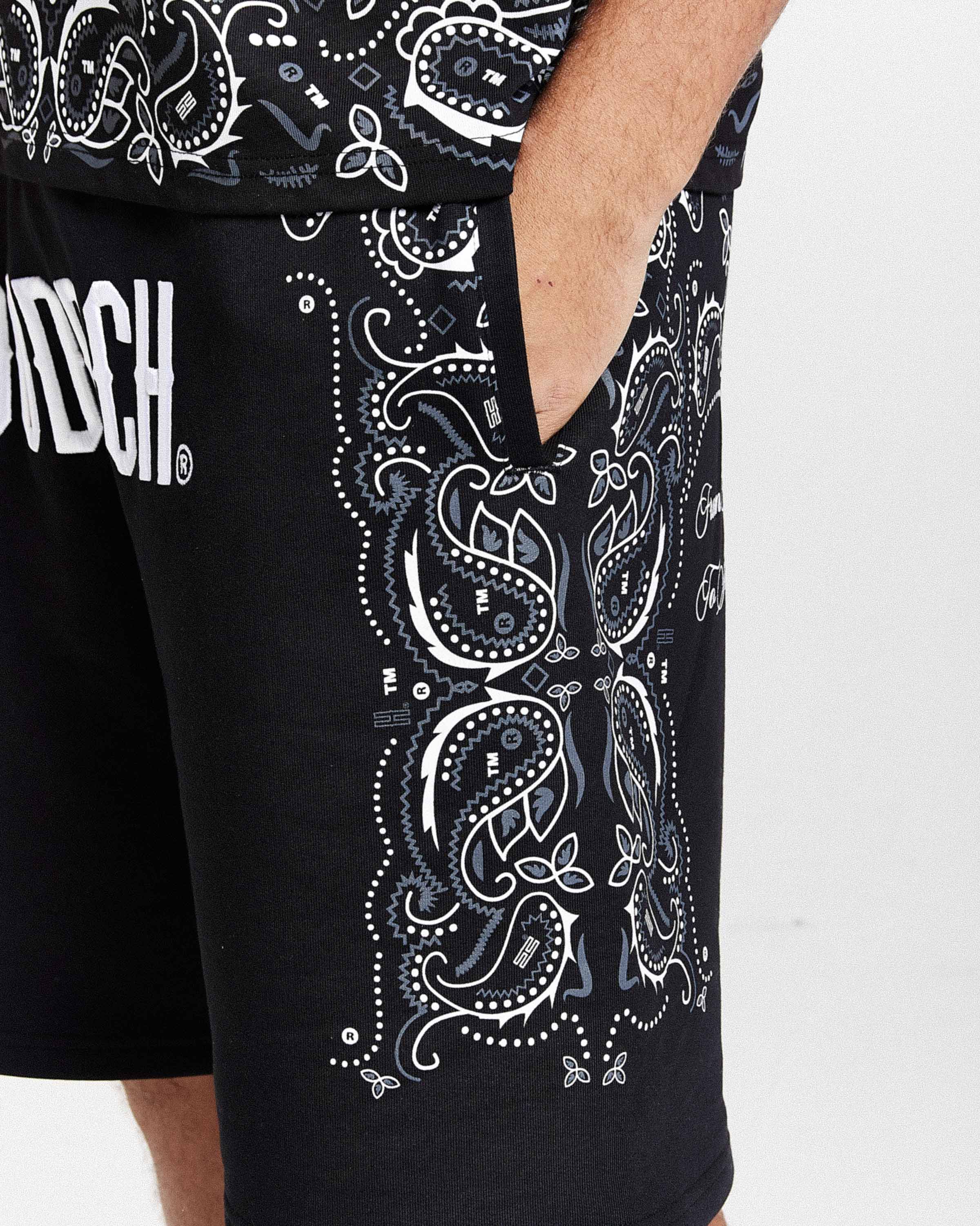 Motif Oversized Shorts - Black/White/Grey - Image 3