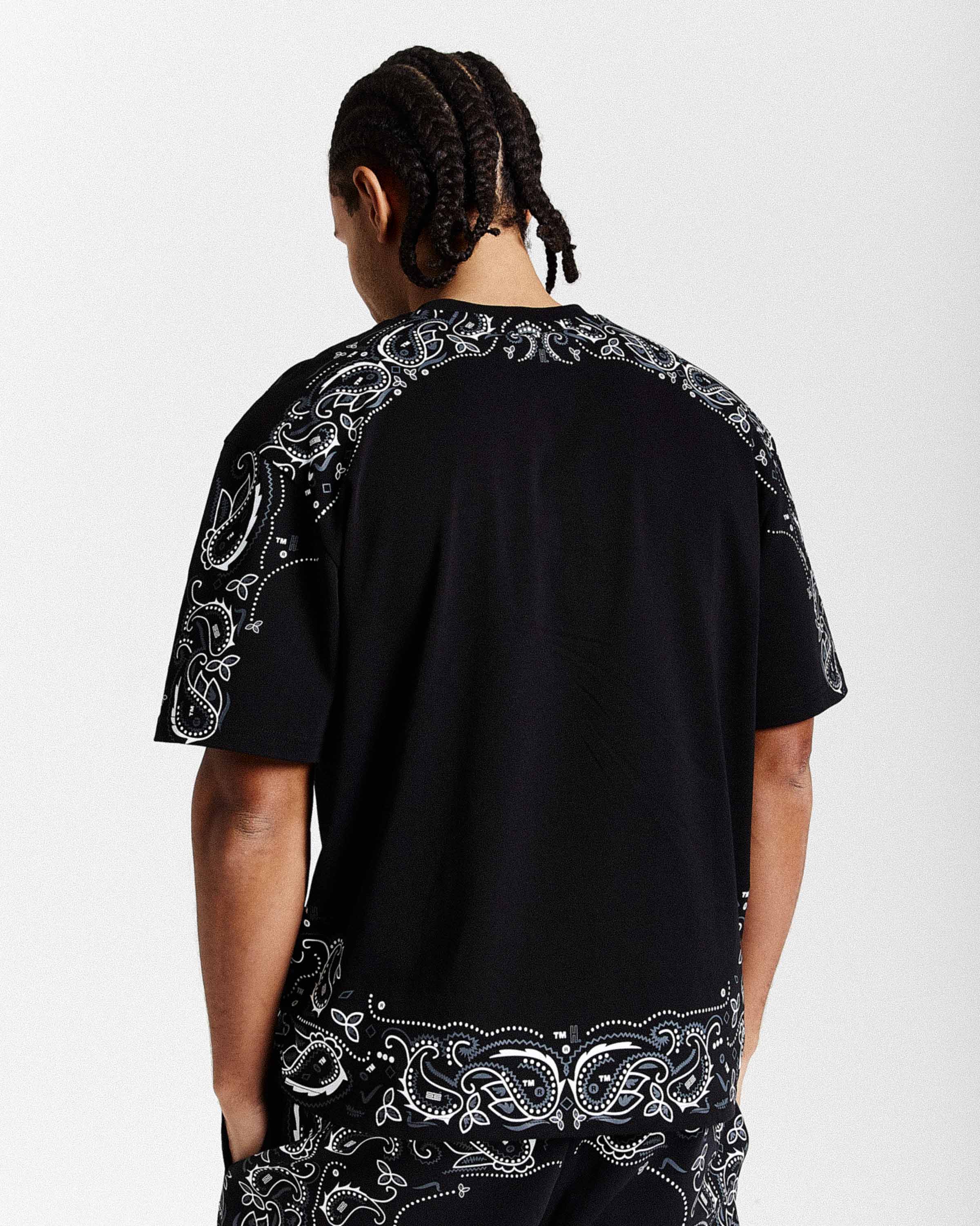 Motif Oversized T-Shirt - Black/White/Grey - Image 3