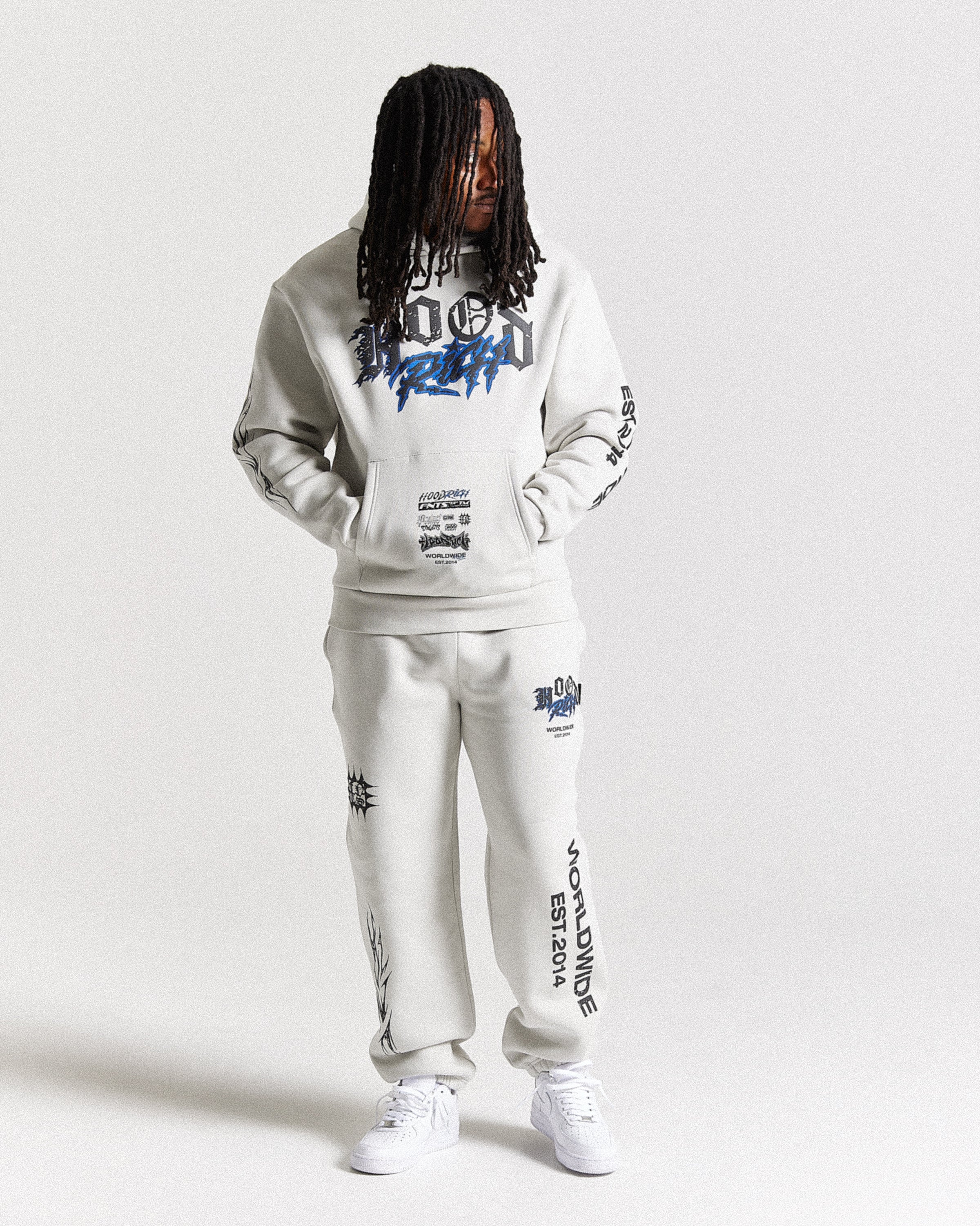 Vertigo Oversized Joggers - Off White/Black/Blue - Image 4