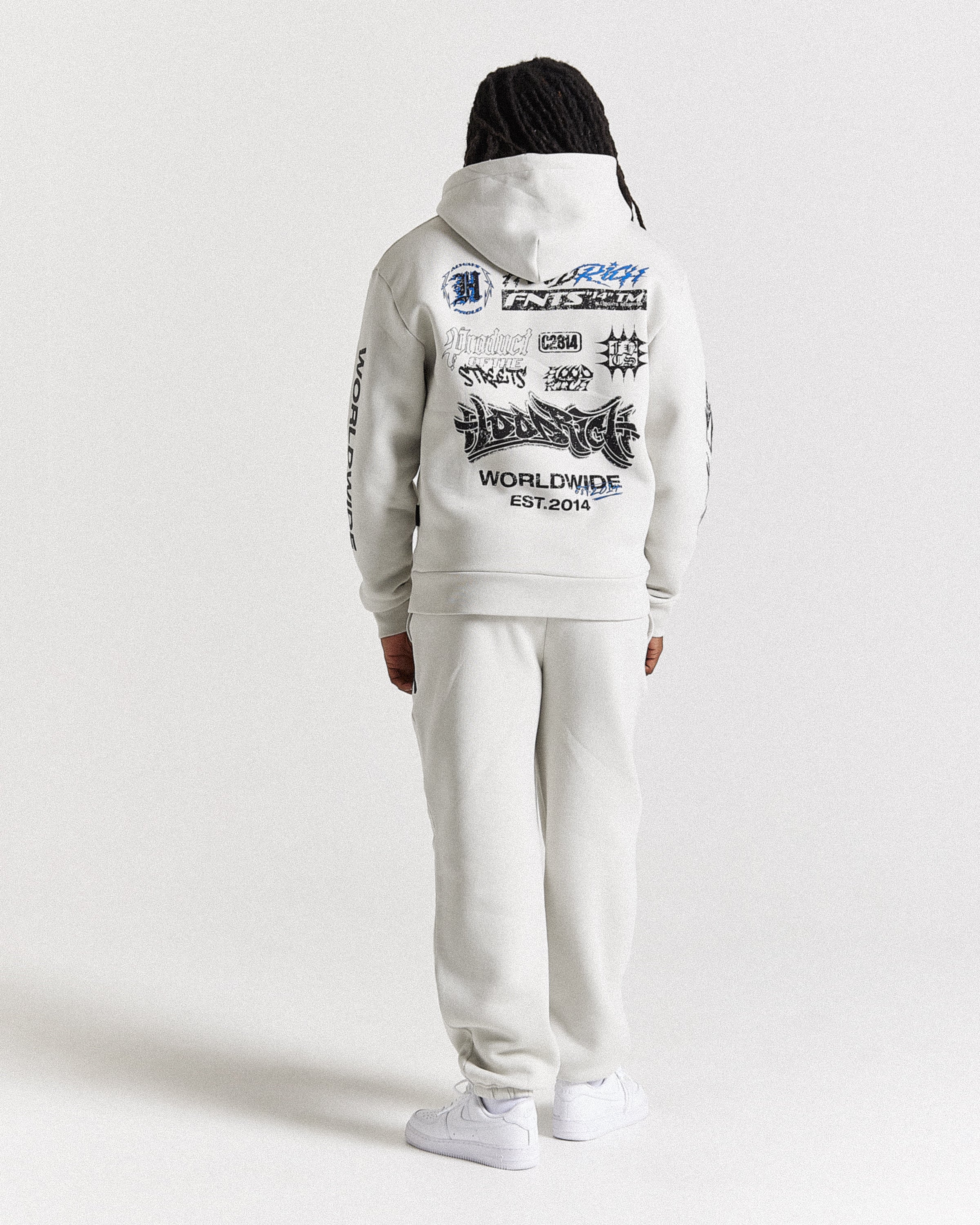 Vertigo Oversized Joggers - Off White/Black/Blue - Image 5