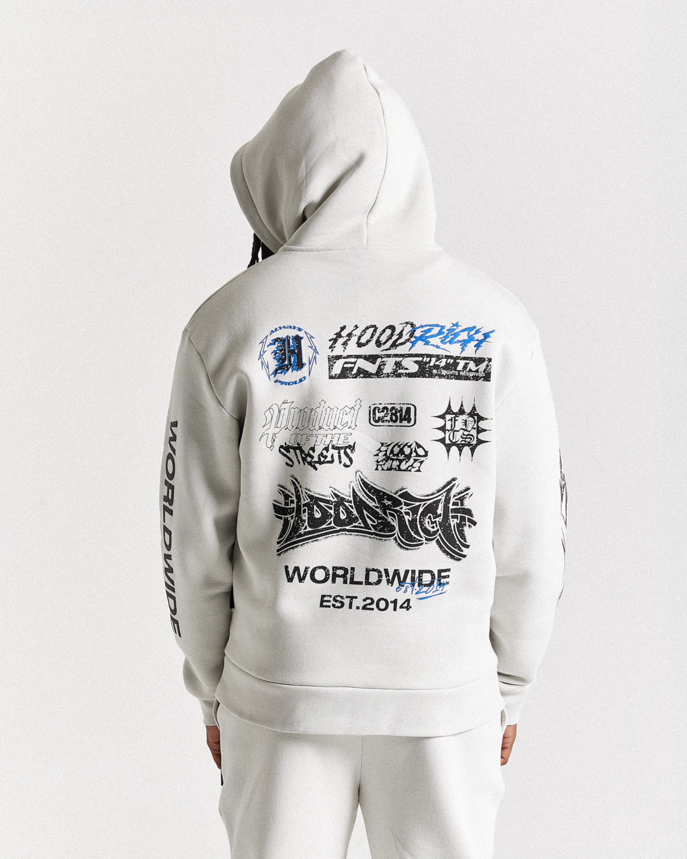 Vertigo Oversized Hoodie - Off White/Black/Blue - Image 2