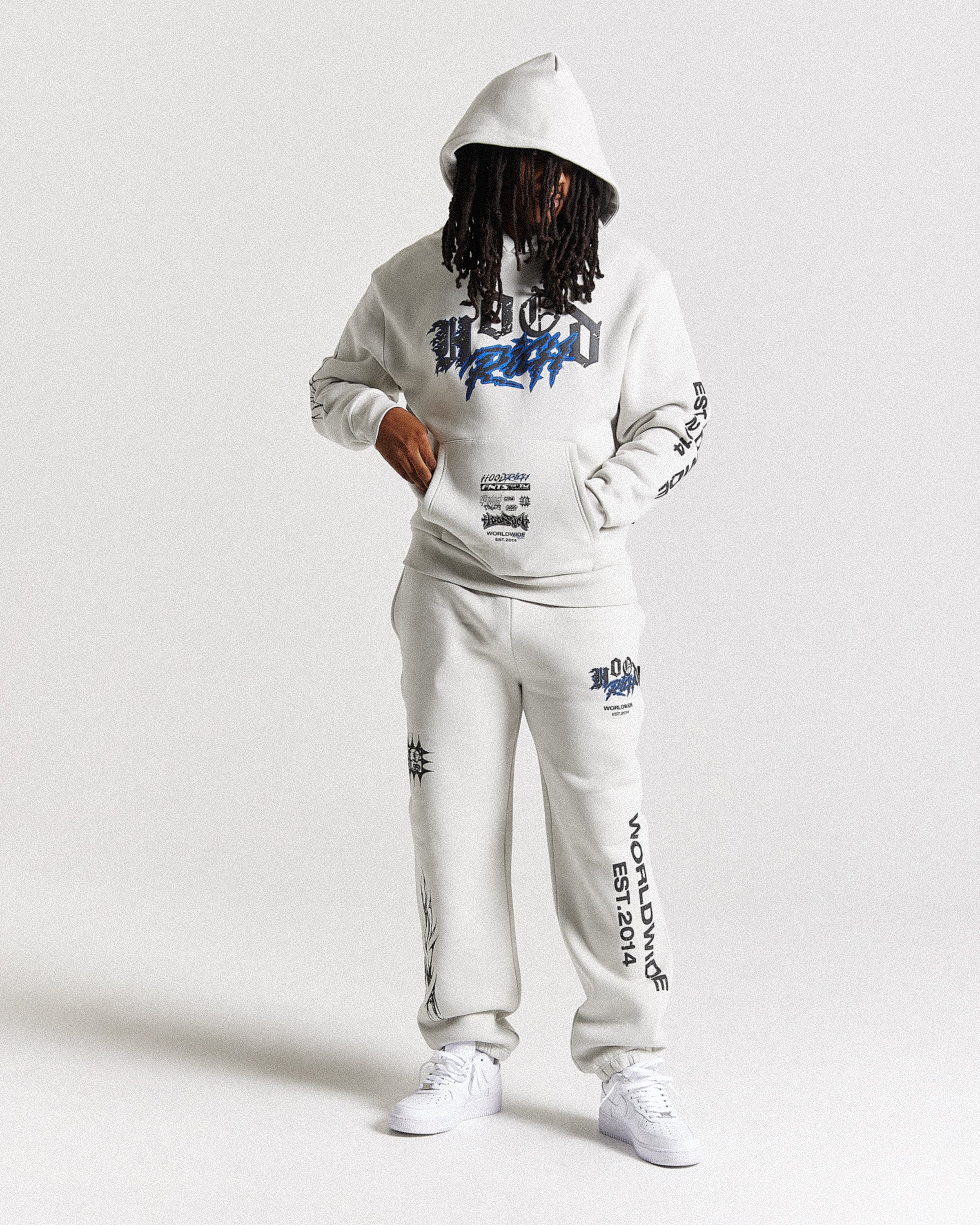 Vertigo Oversized Hoodie - Off White/Black/Blue - Image 3