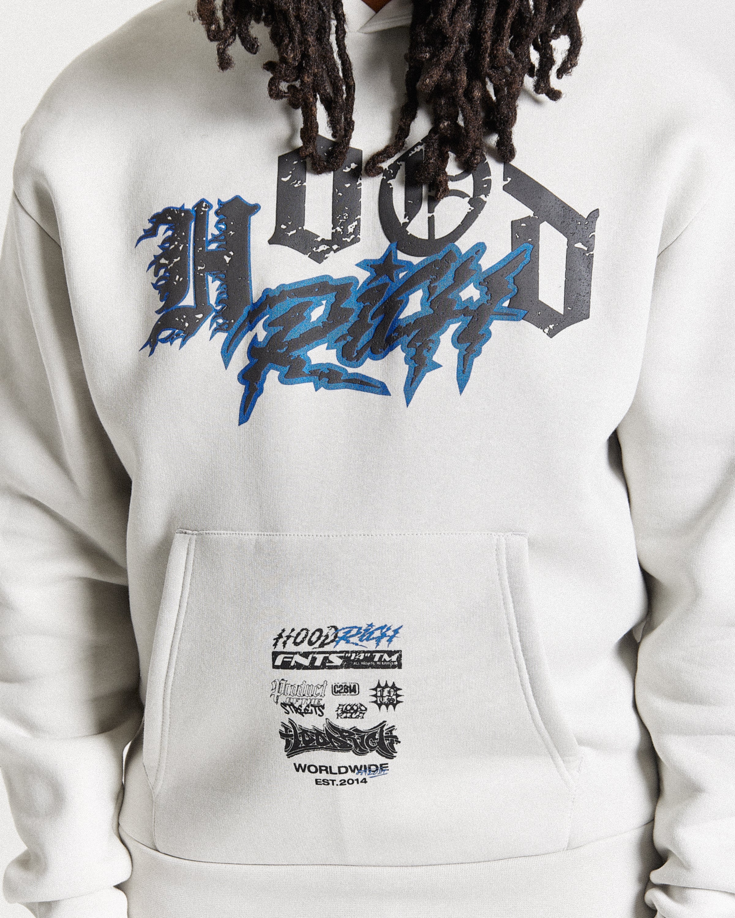 Vertigo Oversized Hoodie - Off White/Black/Blue - Image 5