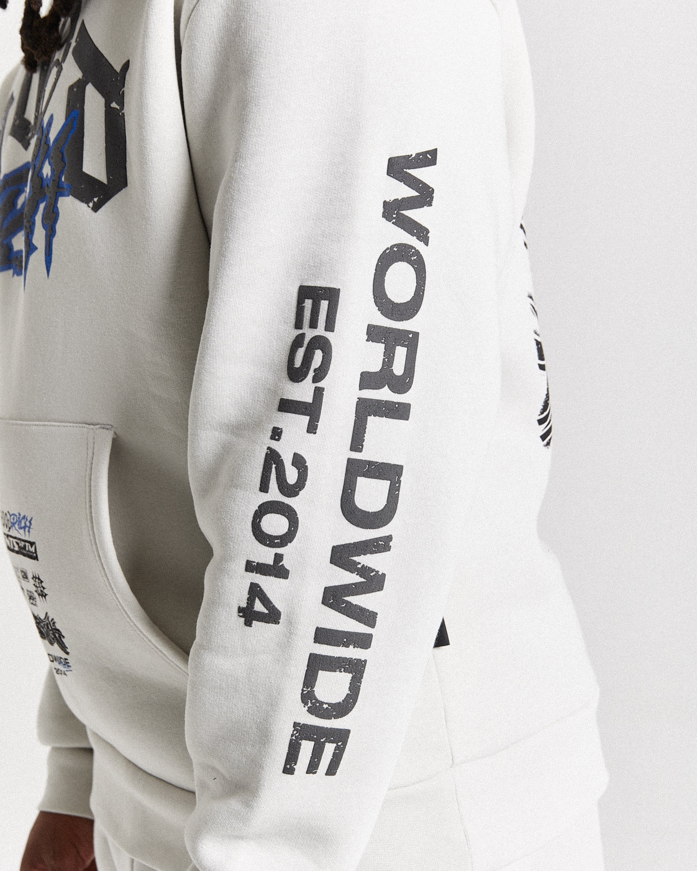 Vertigo Oversized Hoodie - Off White/Black/Blue - Image 6
