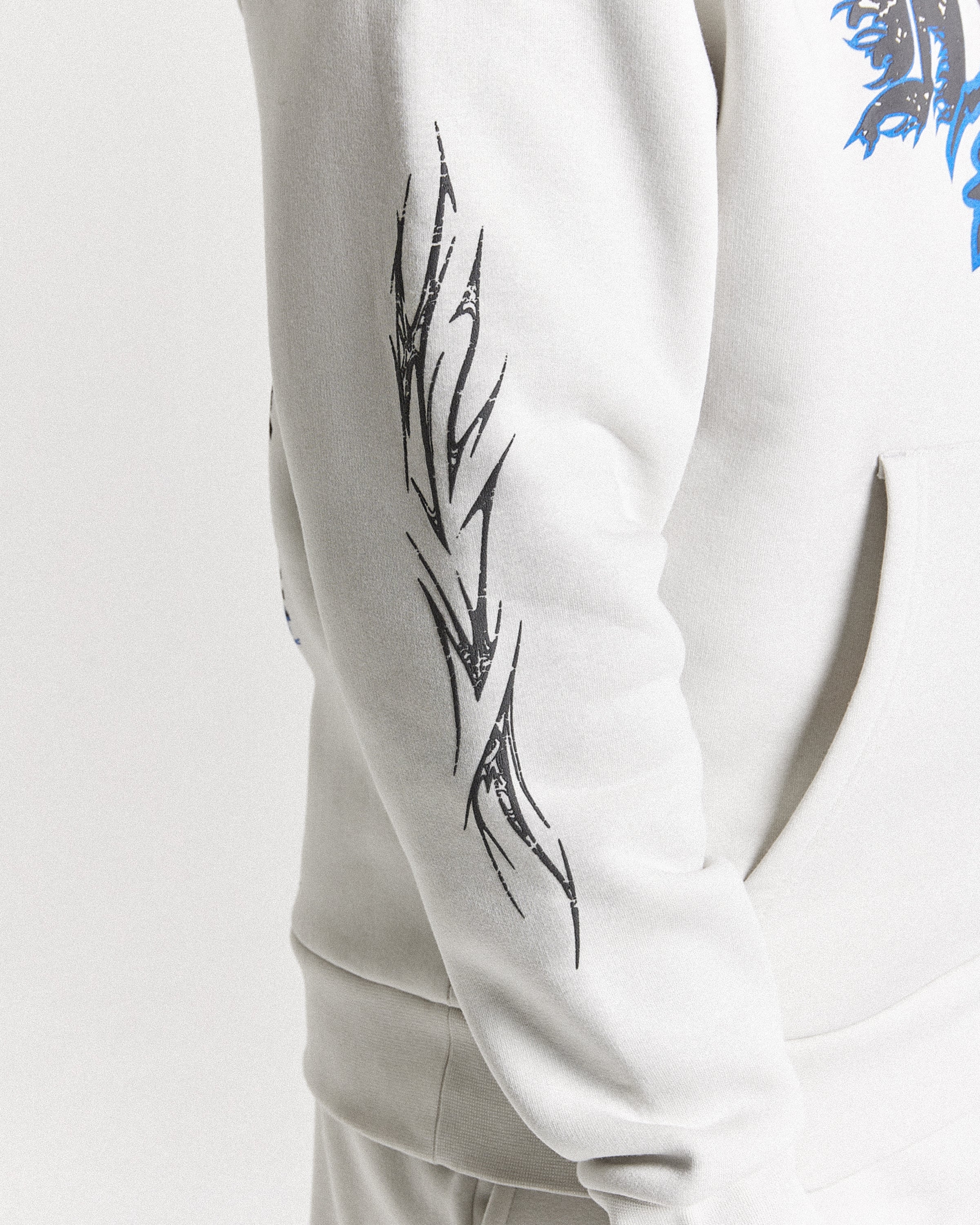 Vertigo Oversized Hoodie - Off White/Black/Blue - Image 7