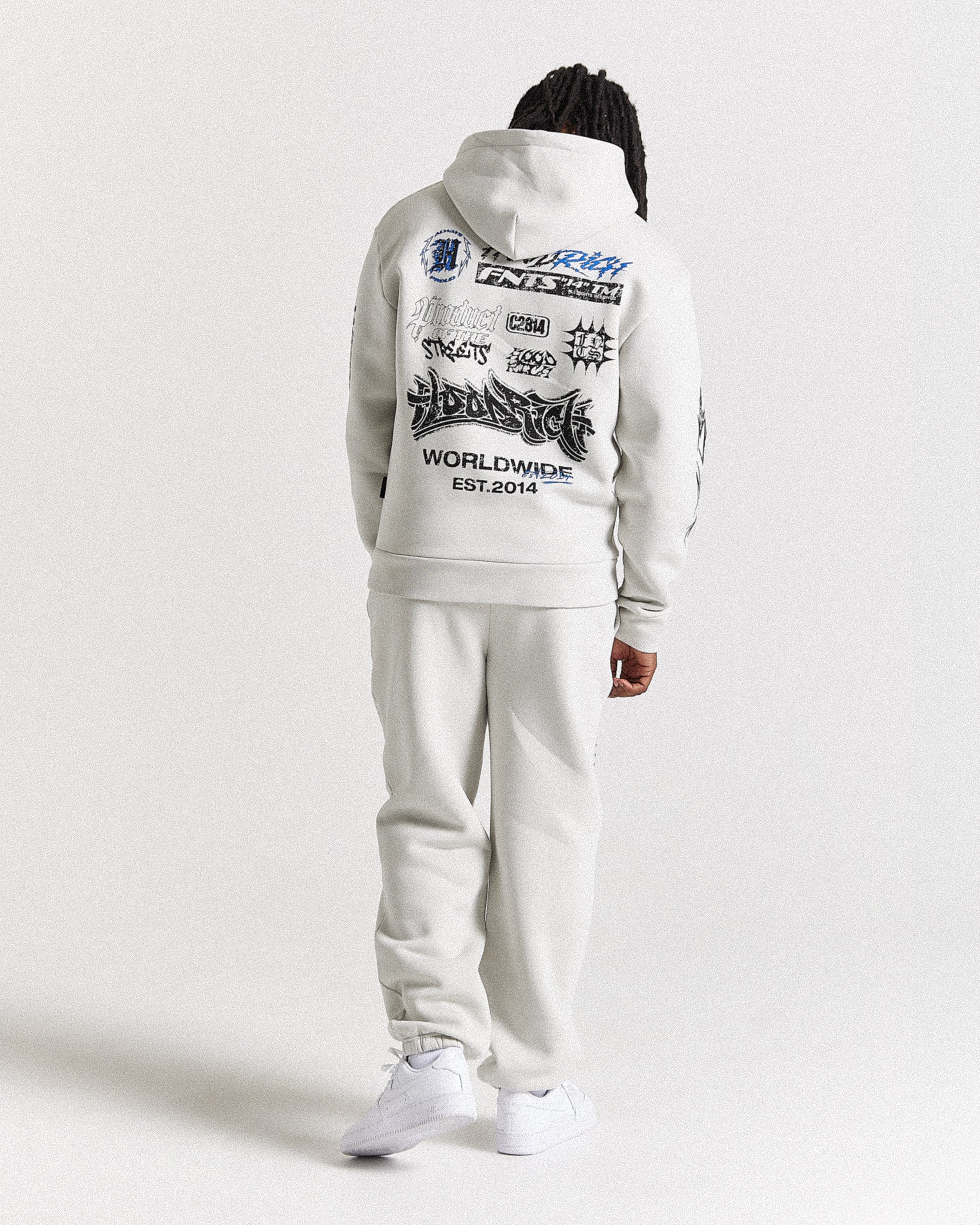 Vertigo Oversized Hoodie - Off White/Black/Blue - Image 9
