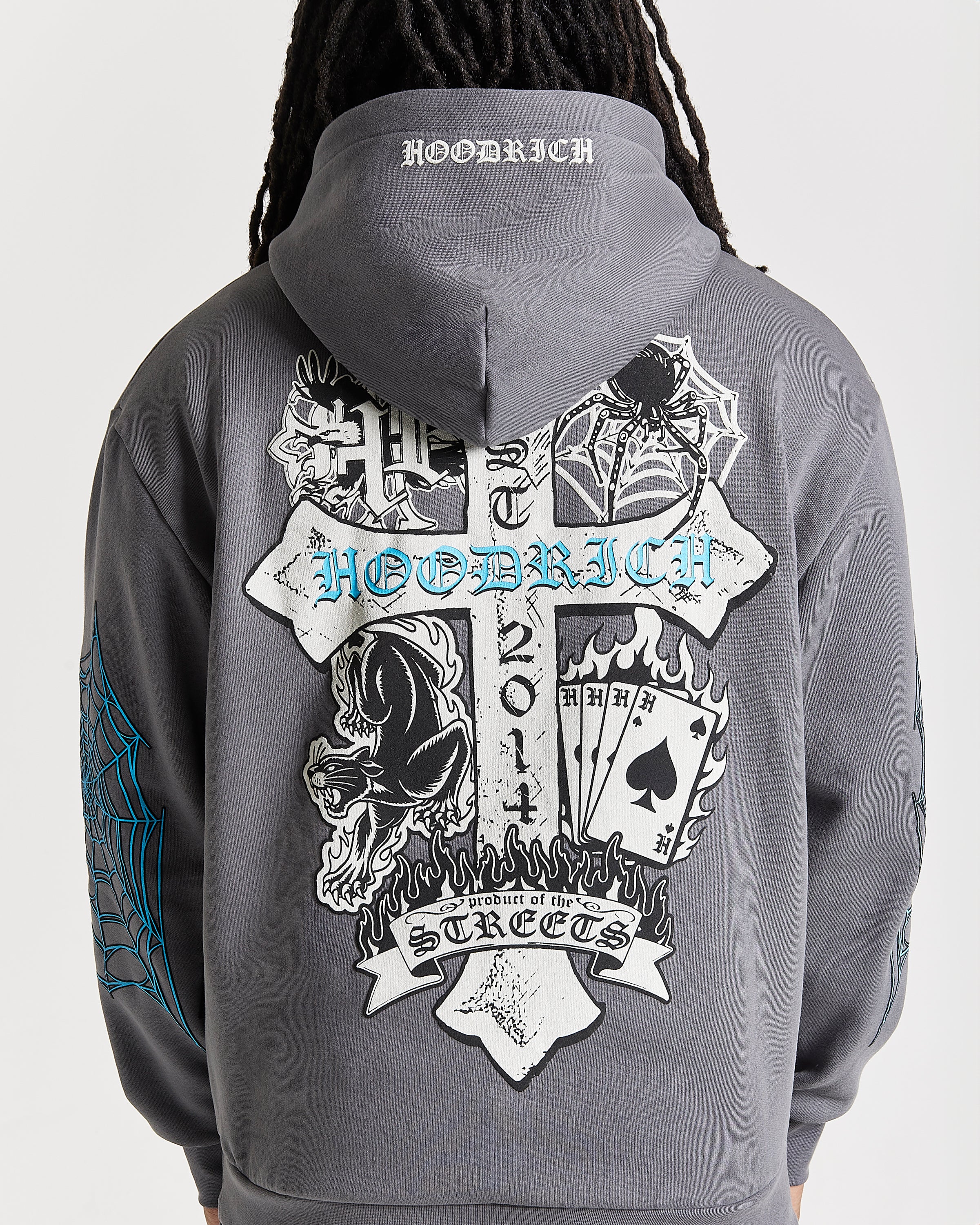 Cross Oversized Hoodie - Grey/Blue - Image 7