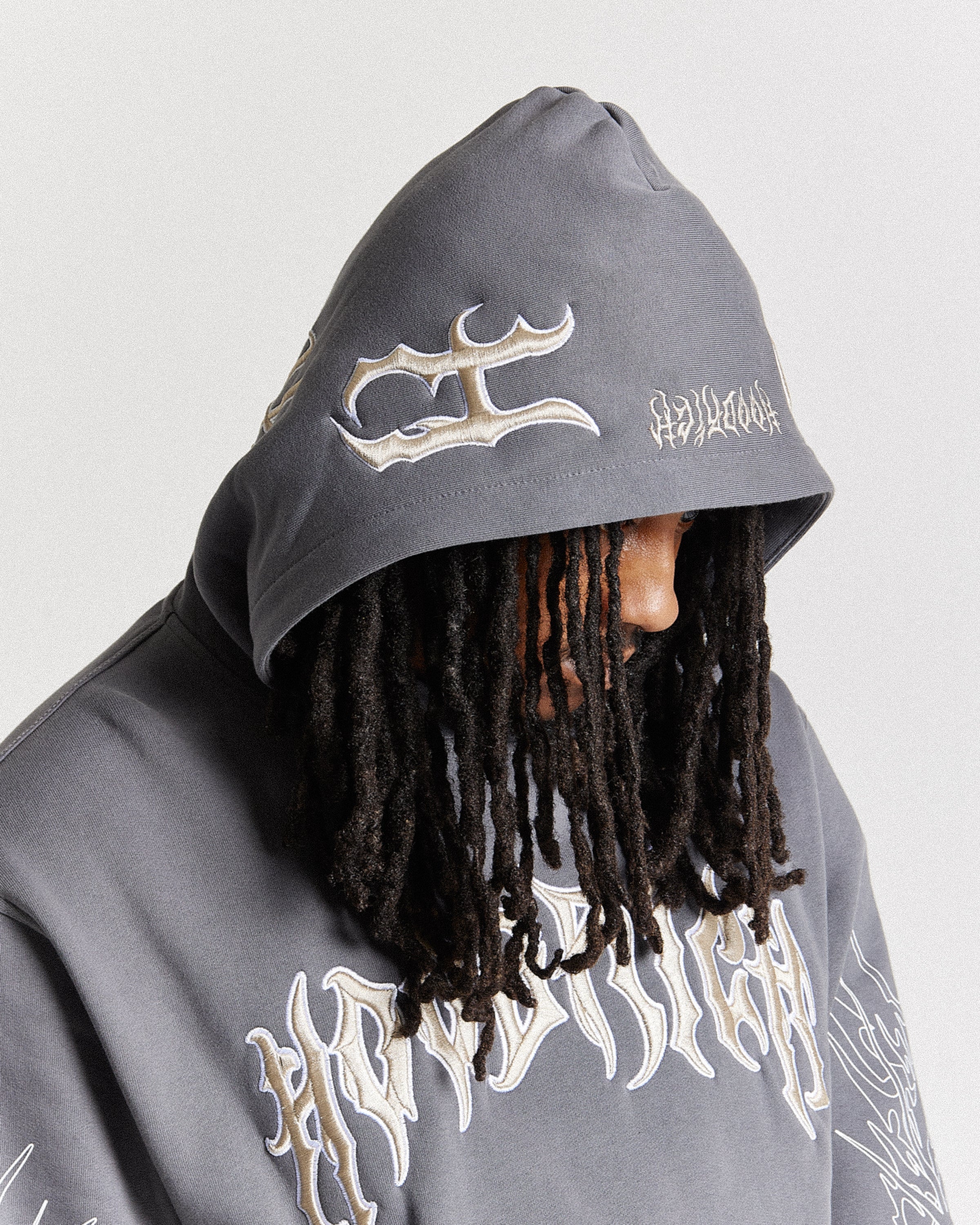 Spectral Oversized Hoodie - Grey/Cream - Image 3
