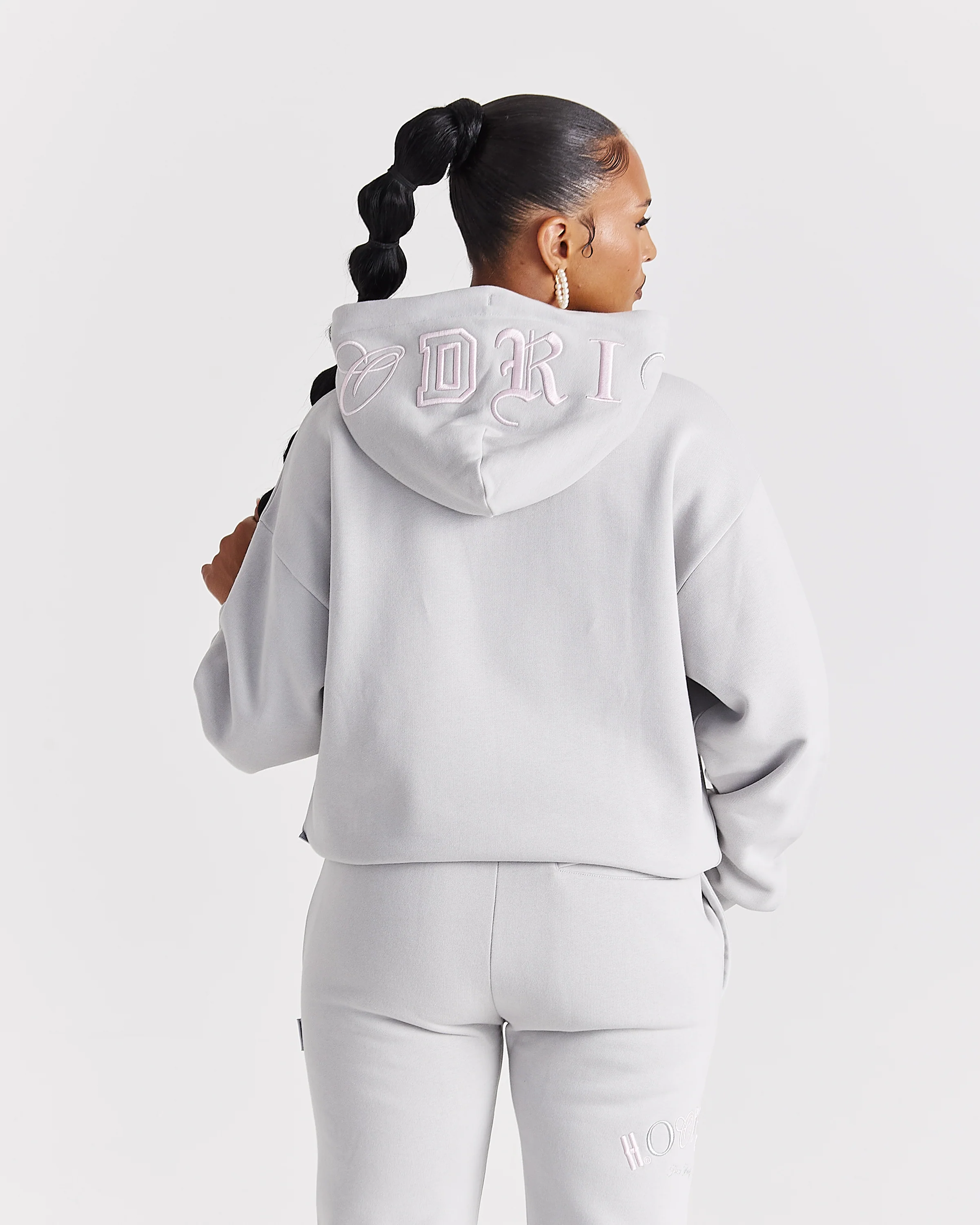 Calor Oversized Hoodie - Light Grey/Pink - Image 3