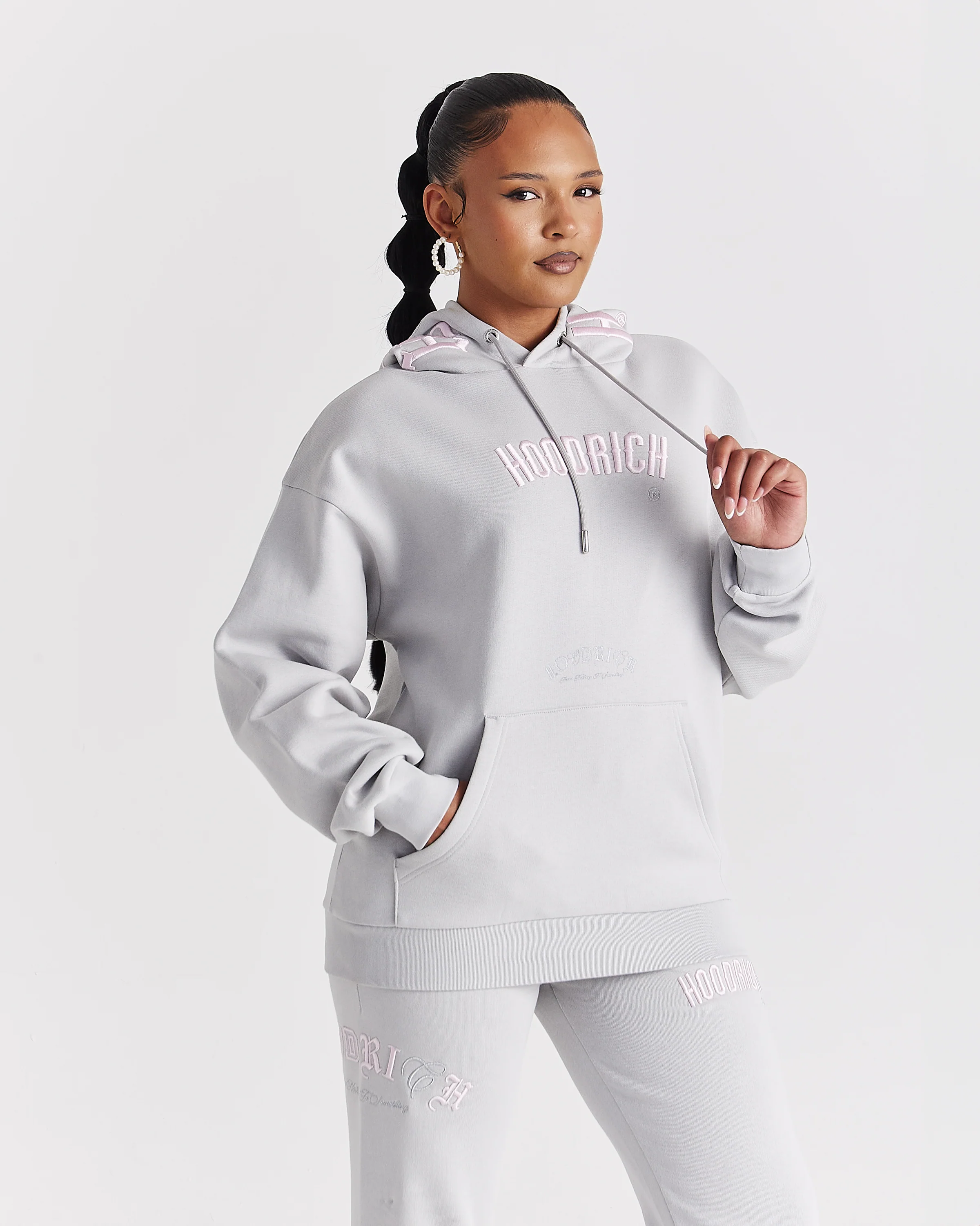 Calor Oversized Hoodie - Light Grey/Pink - Image 6