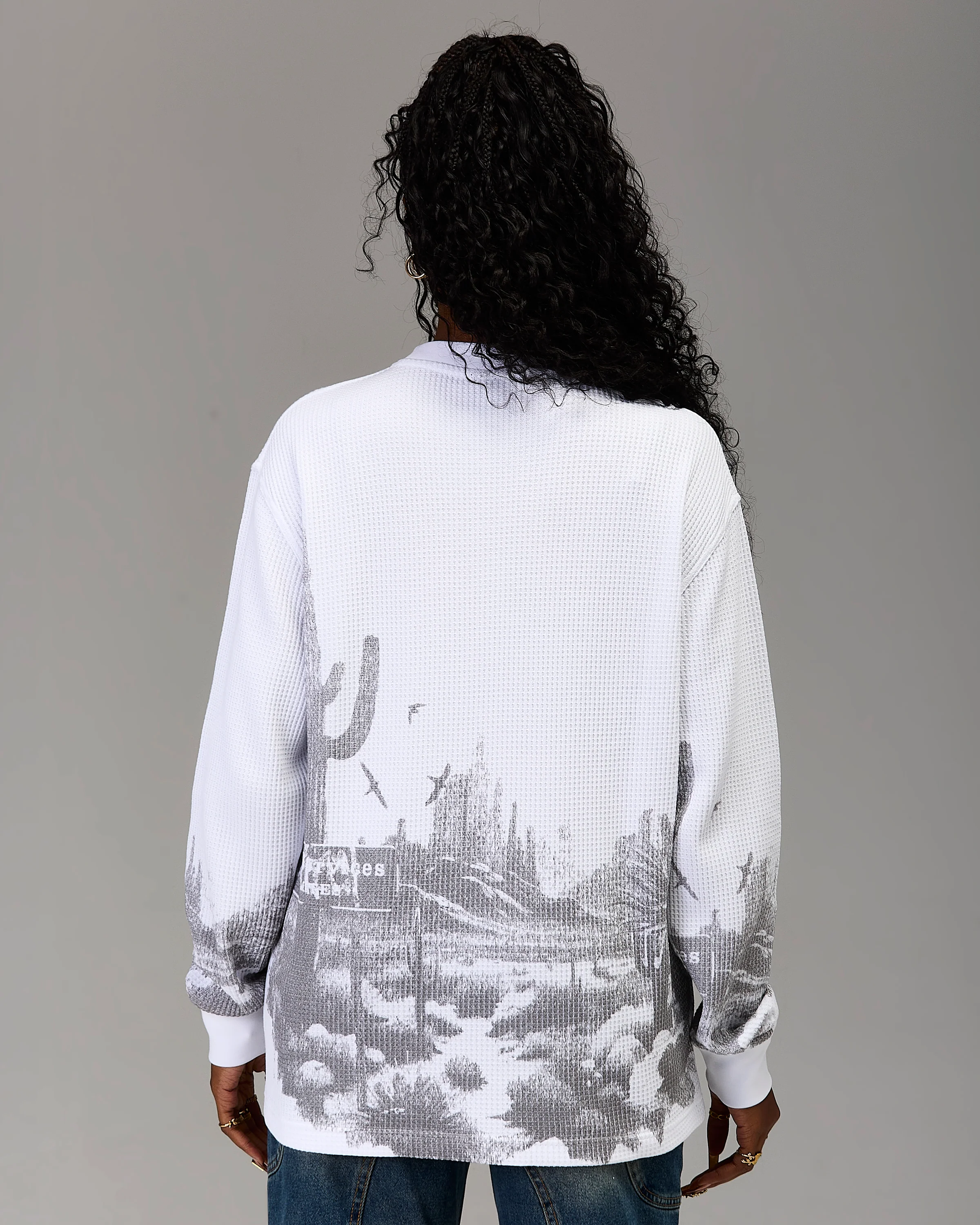 The Winner's Circle Oversized Long Sleeve T-Shirt - White/Grey - Image 7