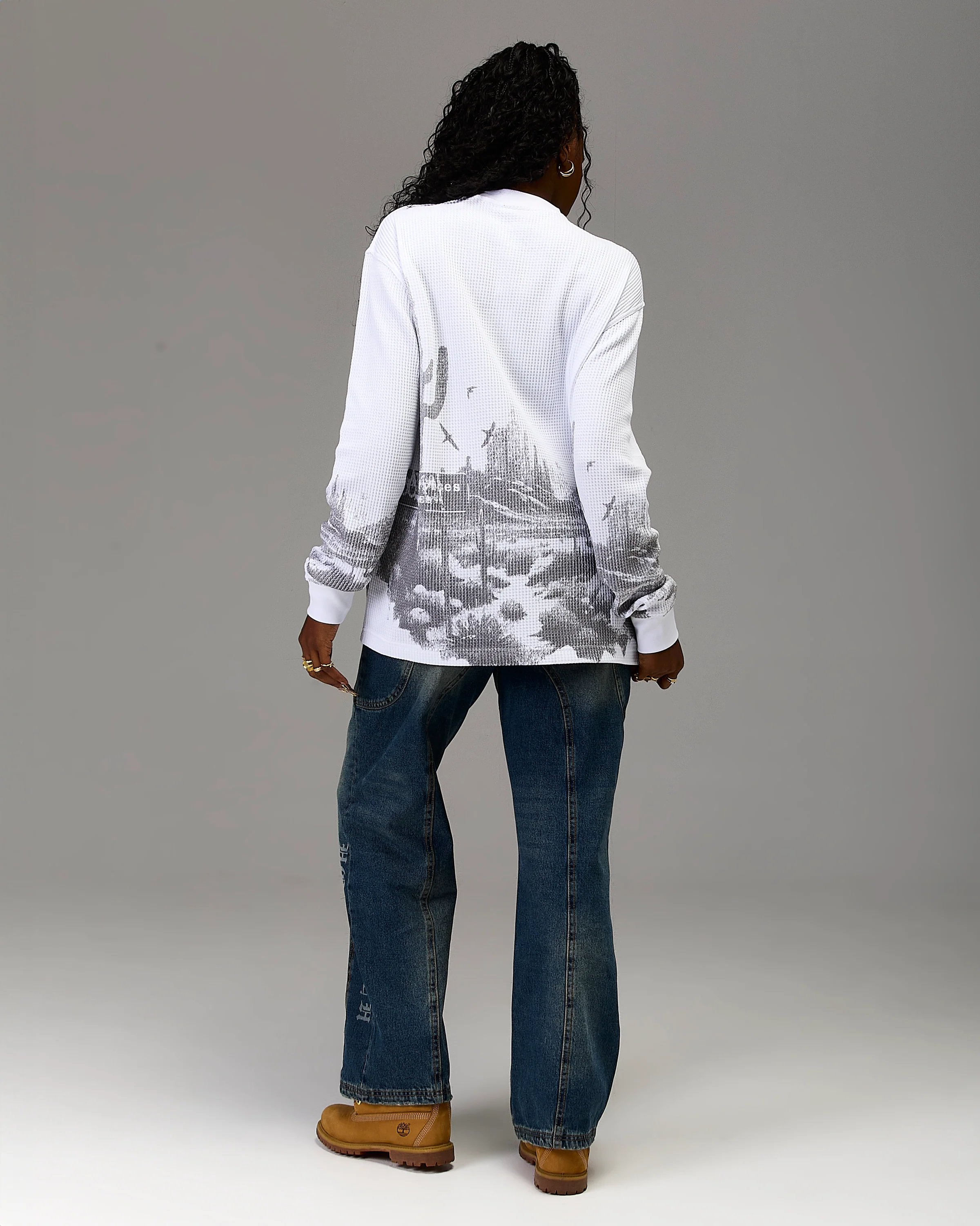 The Winner's Circle Oversized Long Sleeve T-Shirt - White/Grey - Image 9