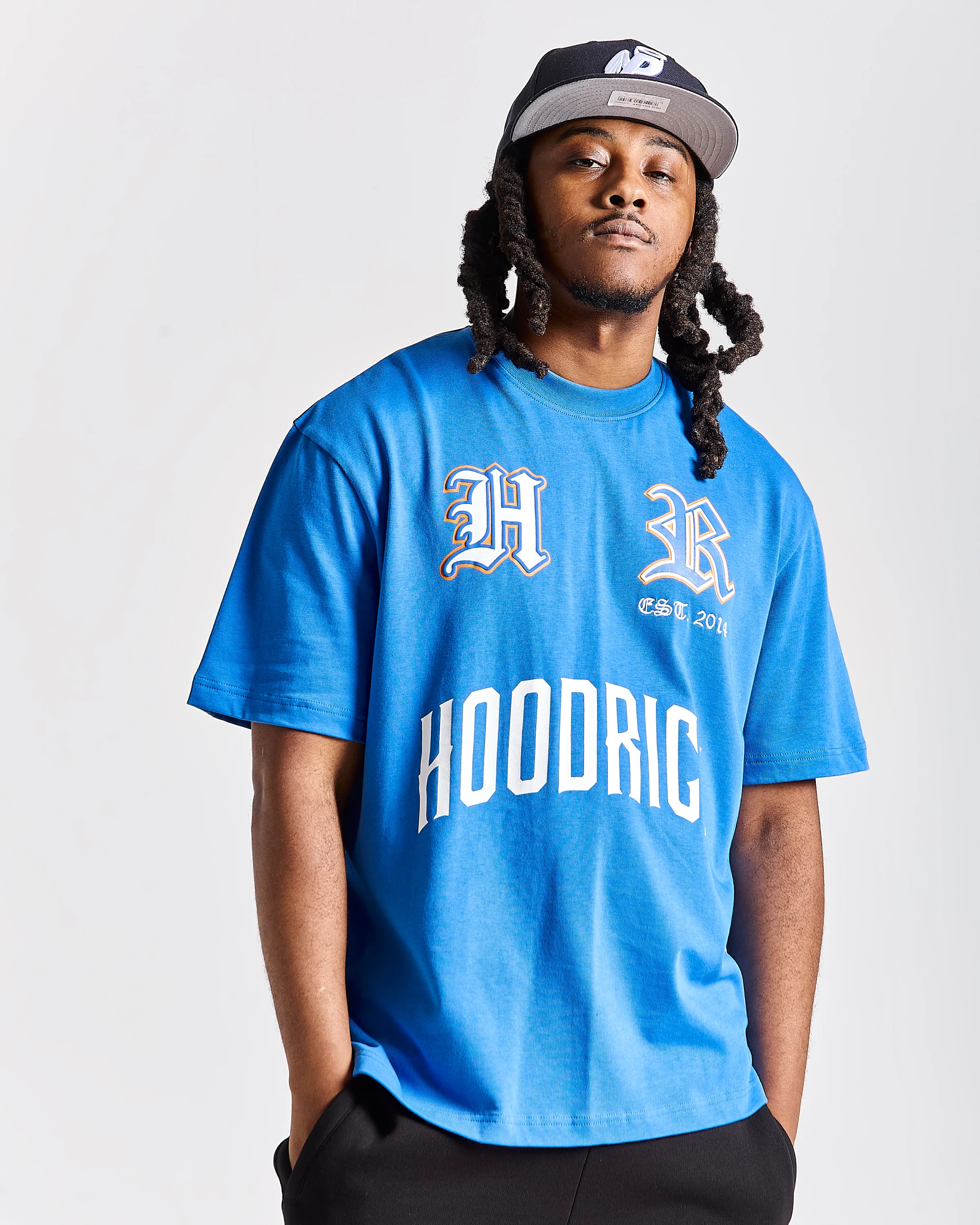 Menace Oversized T-Shirt - Blue/Black/Orange - Image 2