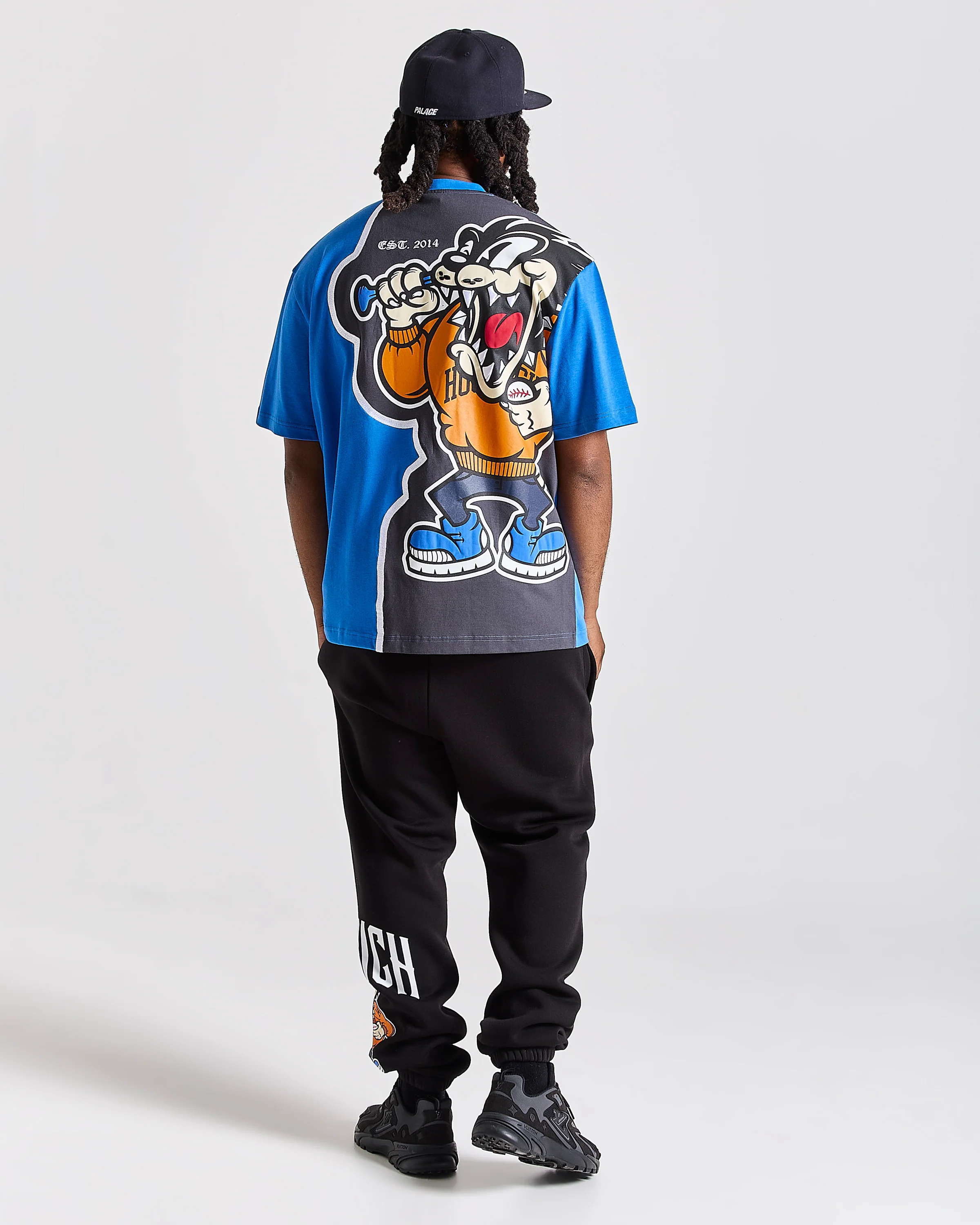 Menace Oversized T-Shirt - Blue/Black/Orange - Image 3