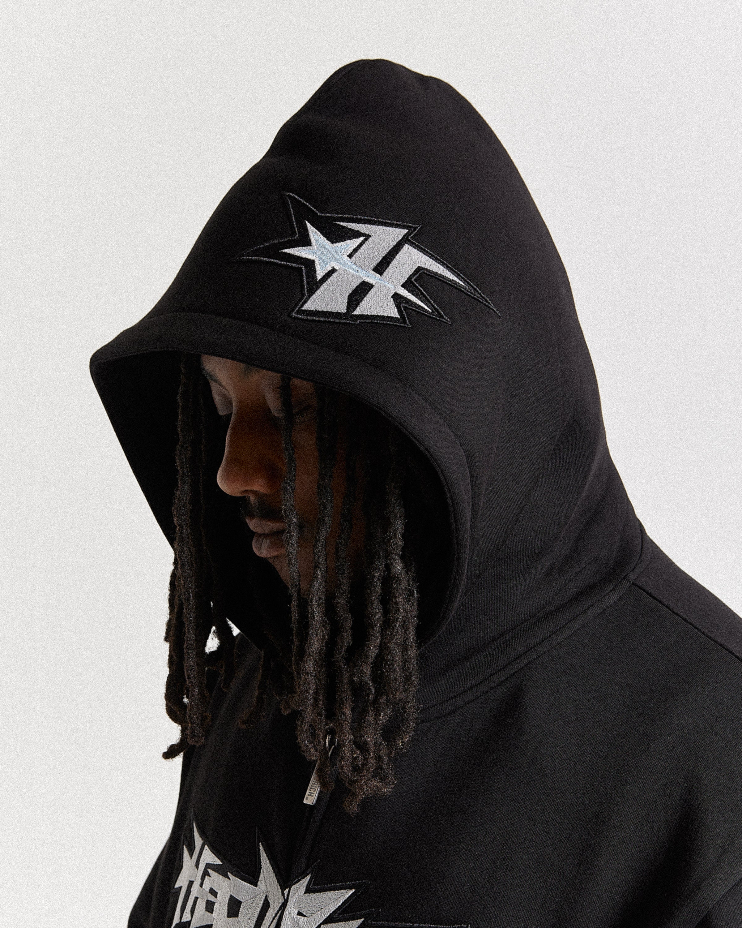 Triluxe Oversized Zip Through Hoodie - Black/White - Image 2