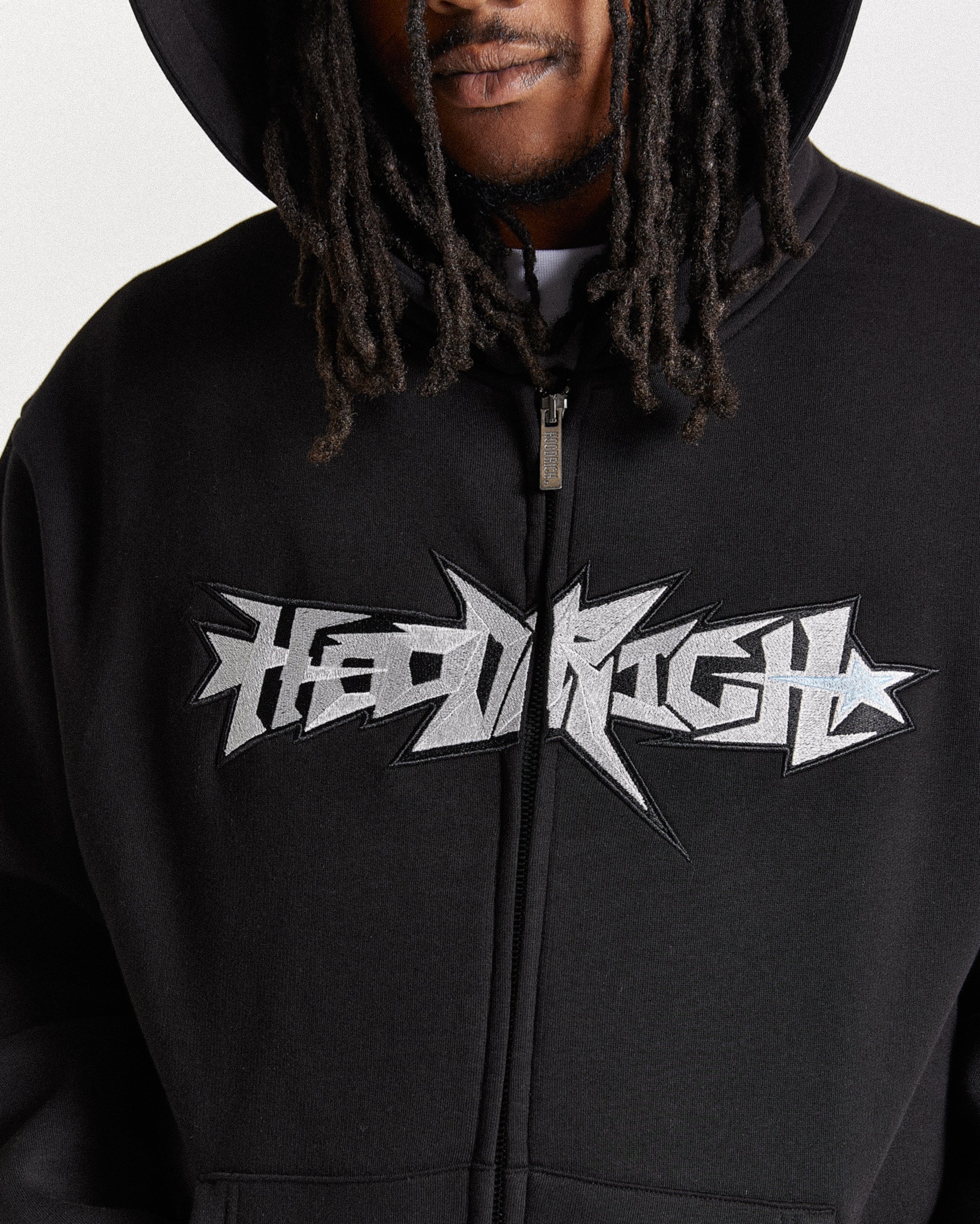 Triluxe Oversized Zip Through Hoodie - Black/White - Image 4