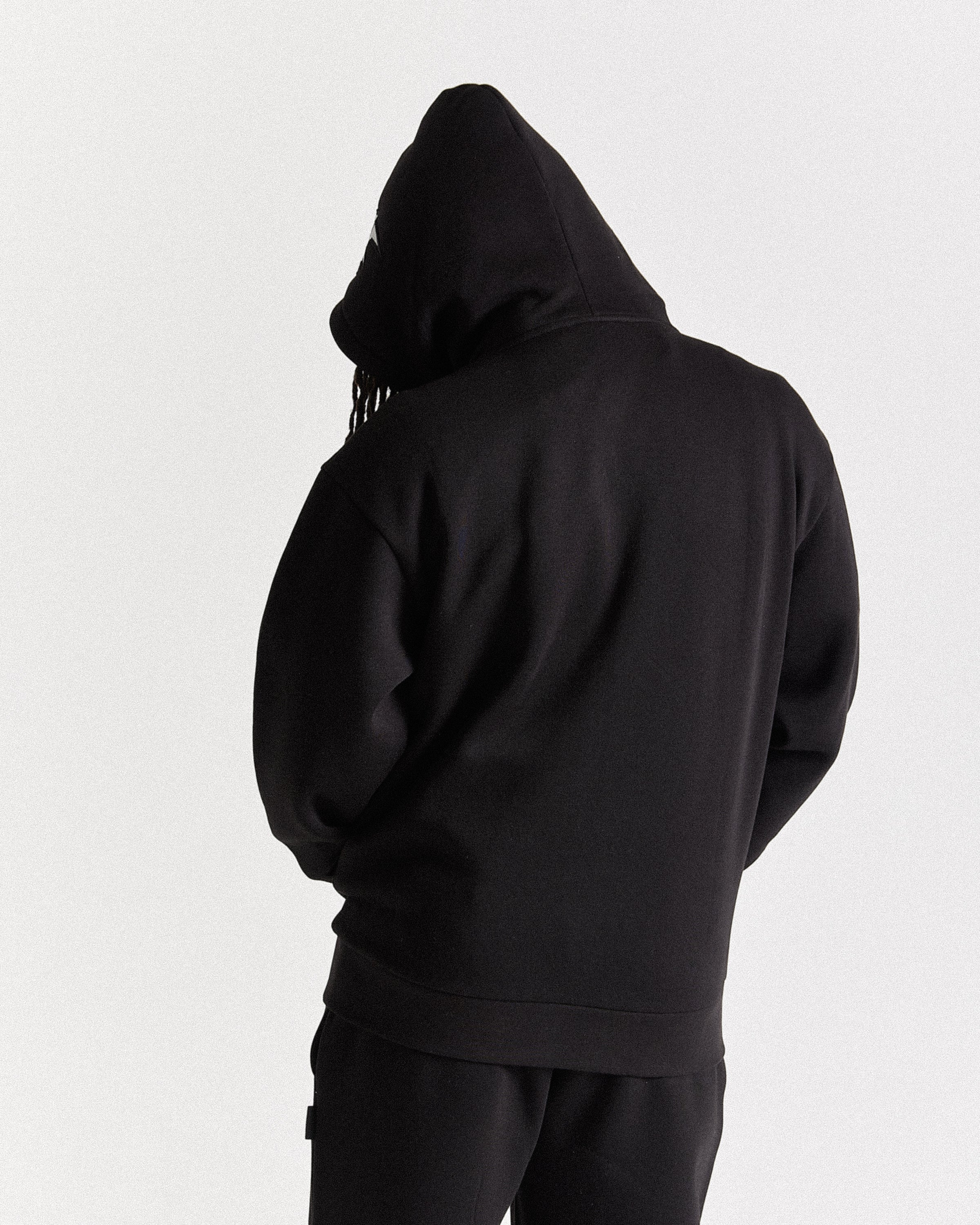 Triluxe Oversized Zip Through Hoodie - Black/White - Image 5