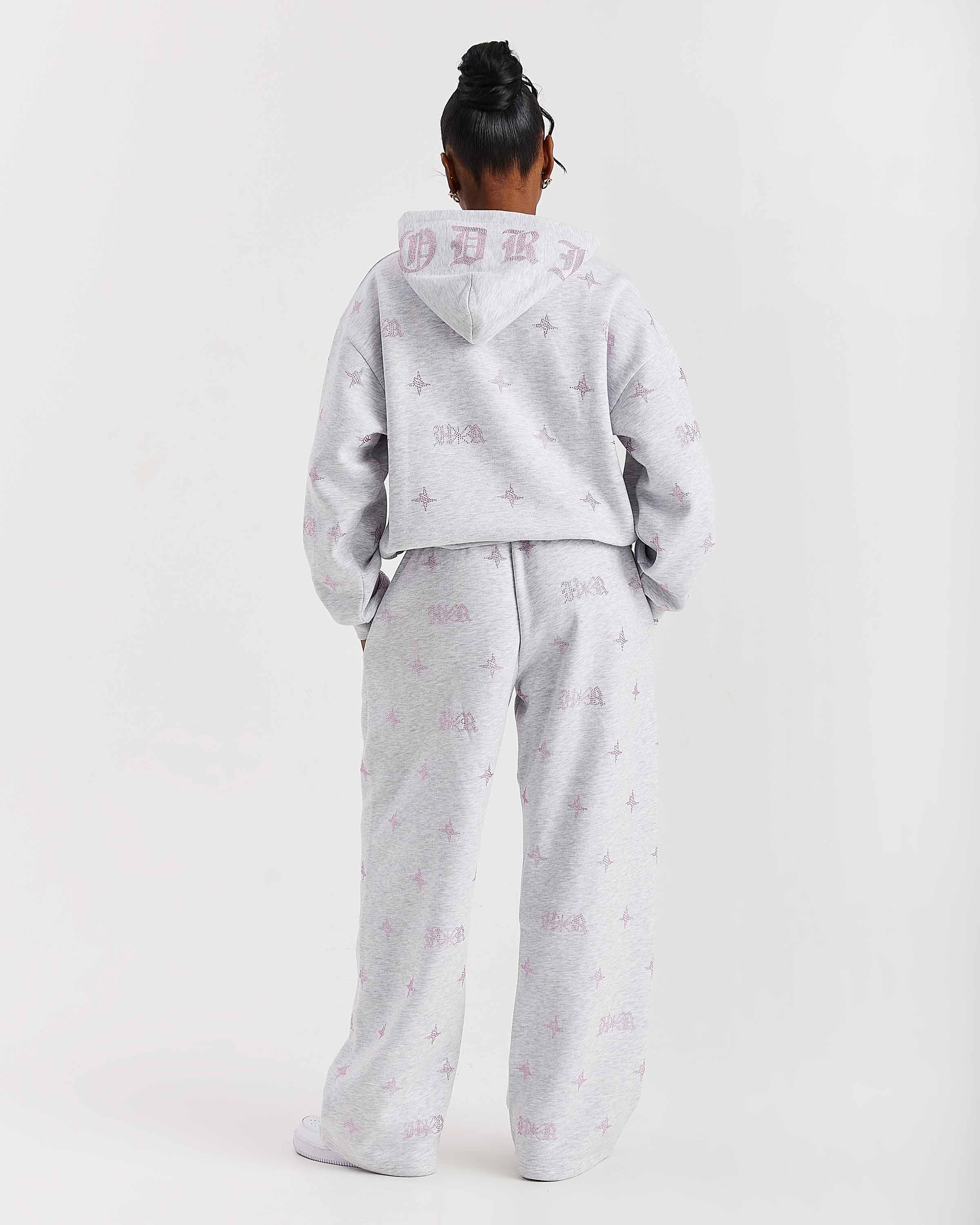 Razor Mid Length Hoodie - Light Grey/Rhinestone - Image 5