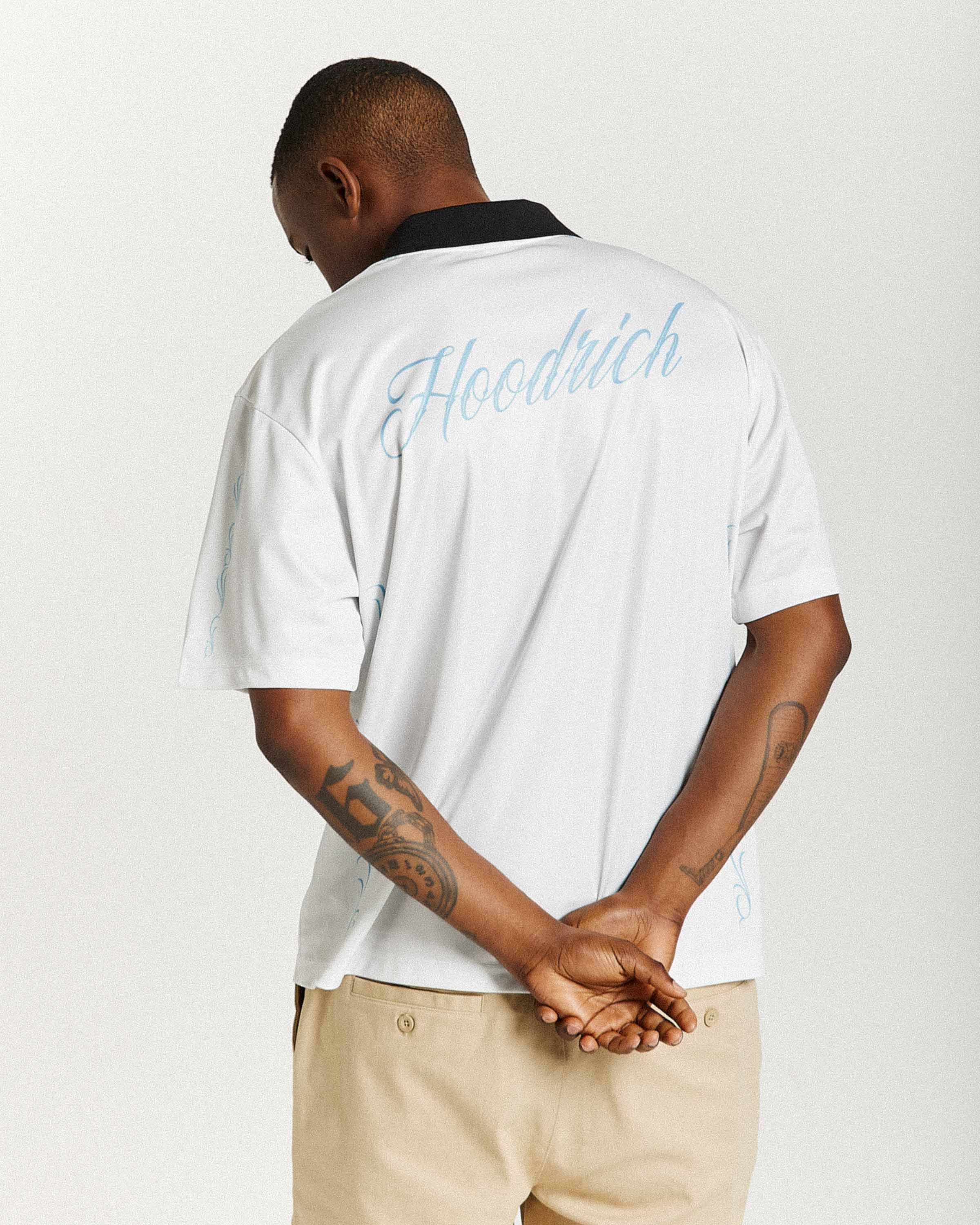 Rito Oversized Football Shirt - Off White/Black/Blue - Image 3