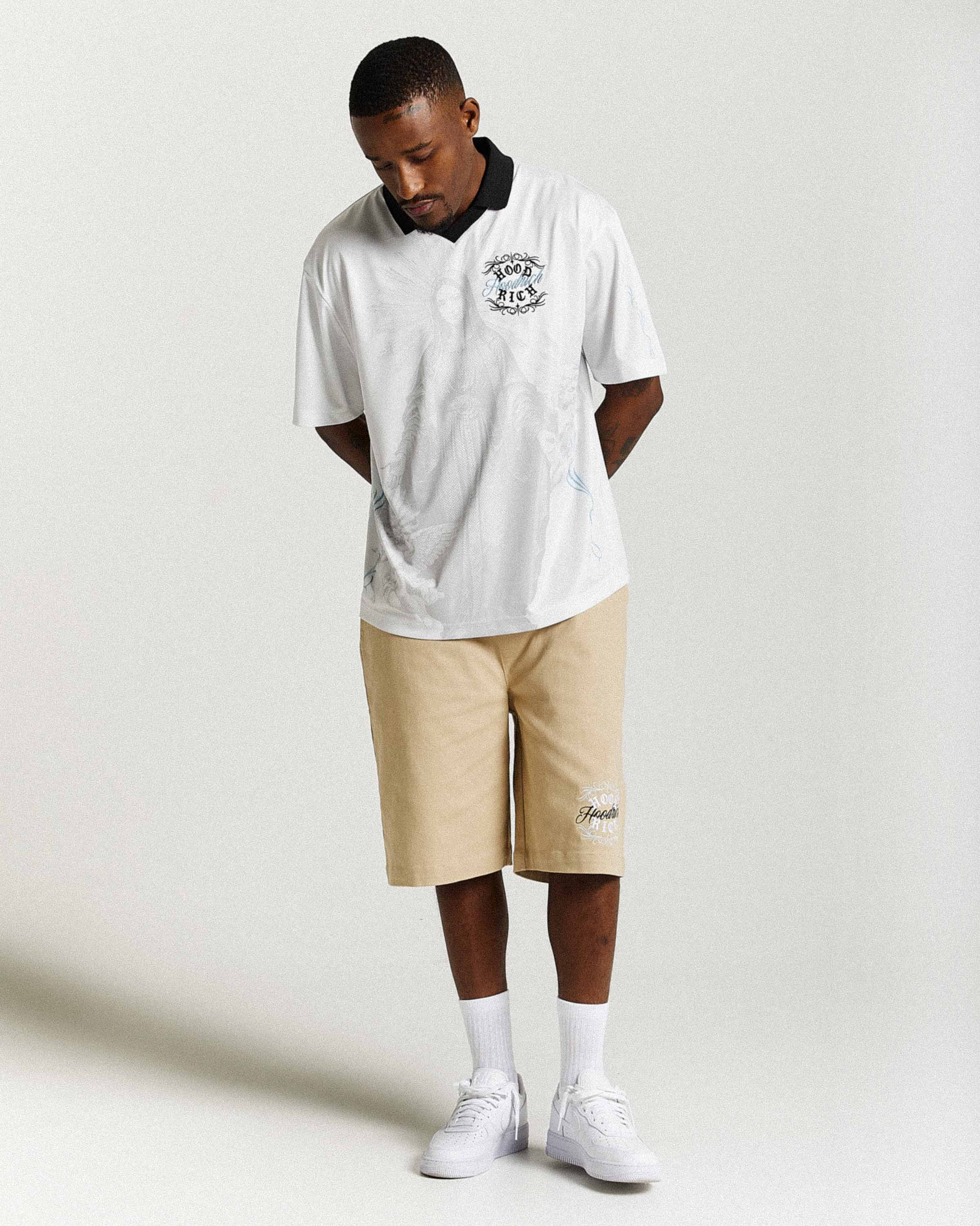 Rito Oversized Football Shirt - Off White/Black/Blue - Image 9