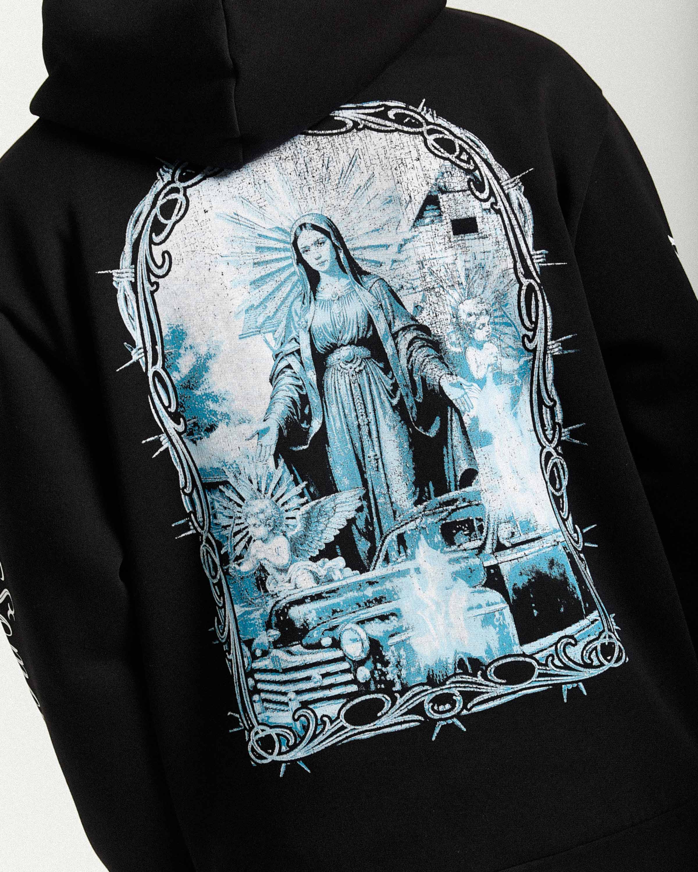 Rito Oversized Hoodie - Black/White/Blue - Image 4