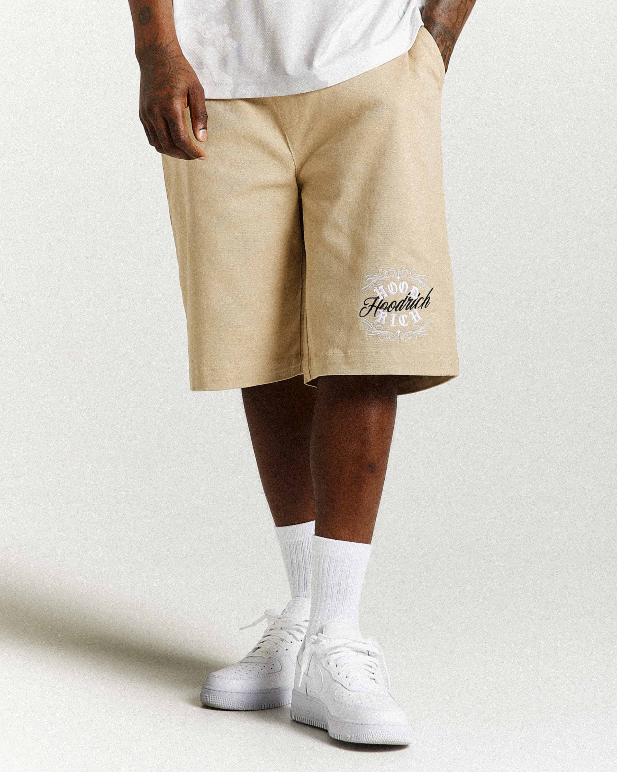 Rito Woven Shorts - Khaki/White - Image 8