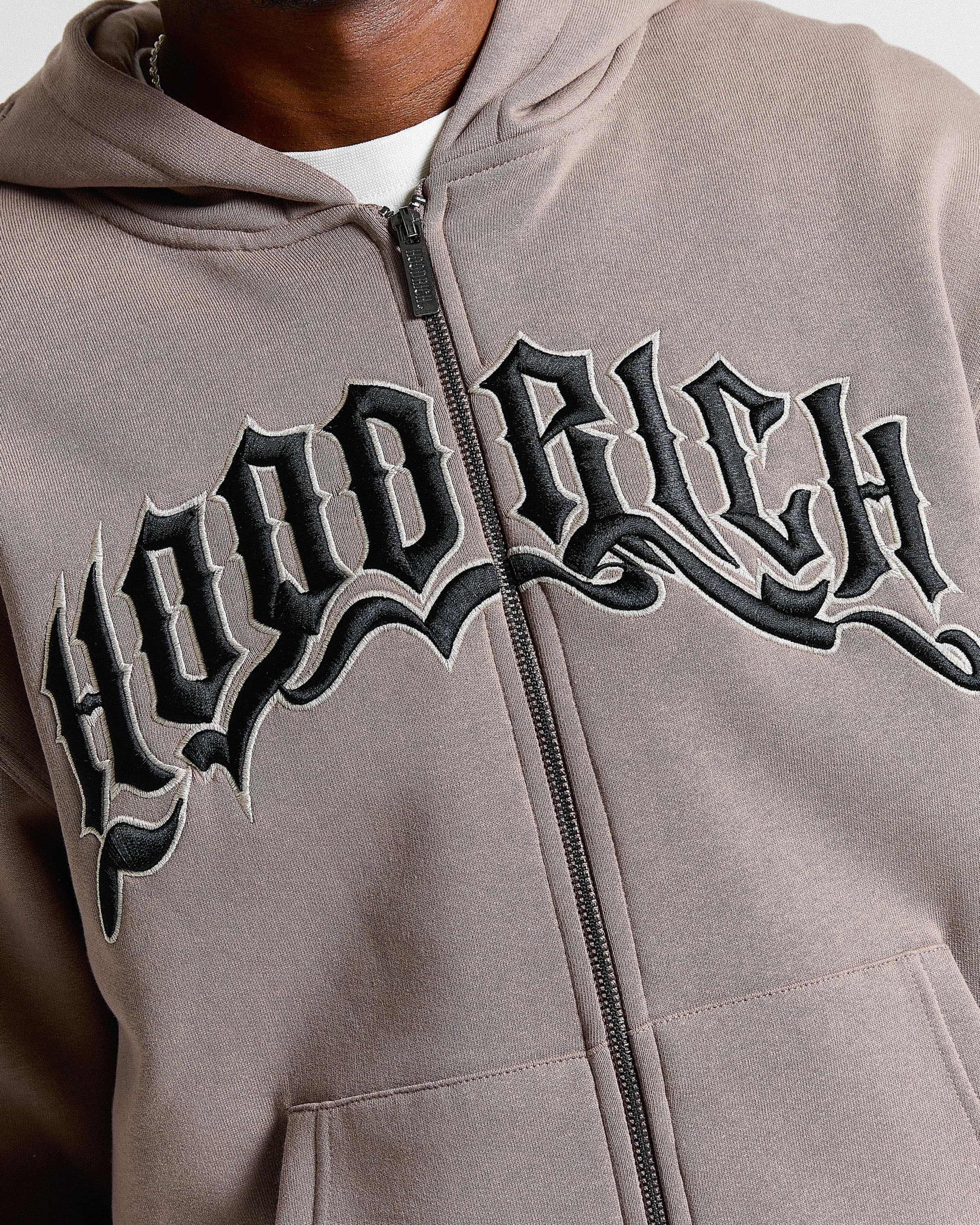 Ritual Oversized Zip Hoodie - Brown/White/Black - Image 5