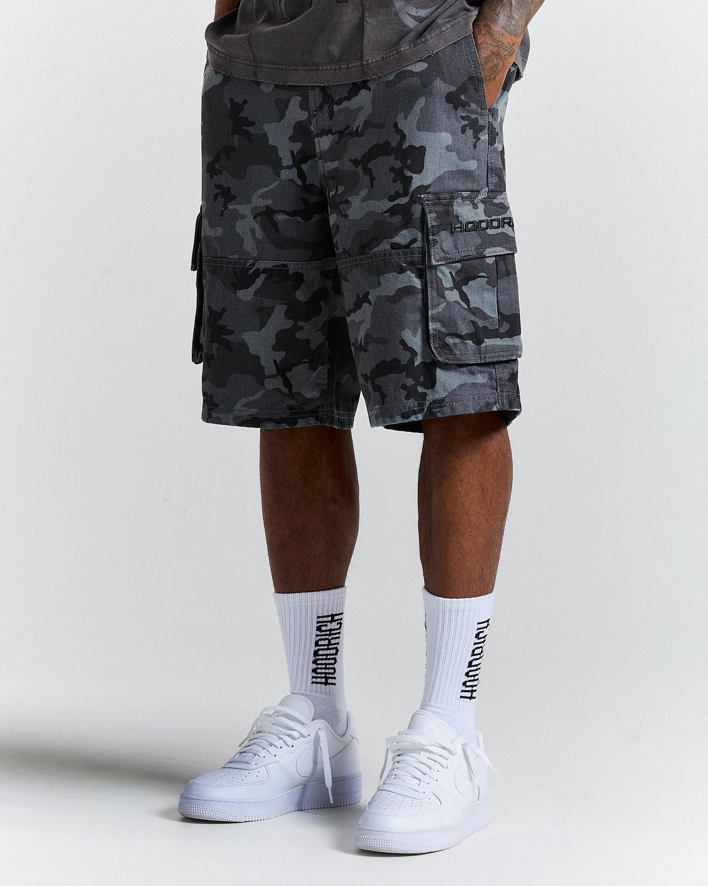 Ryder Camo Oversized Cargo Jorts - Dark Camo/Black - Image 5