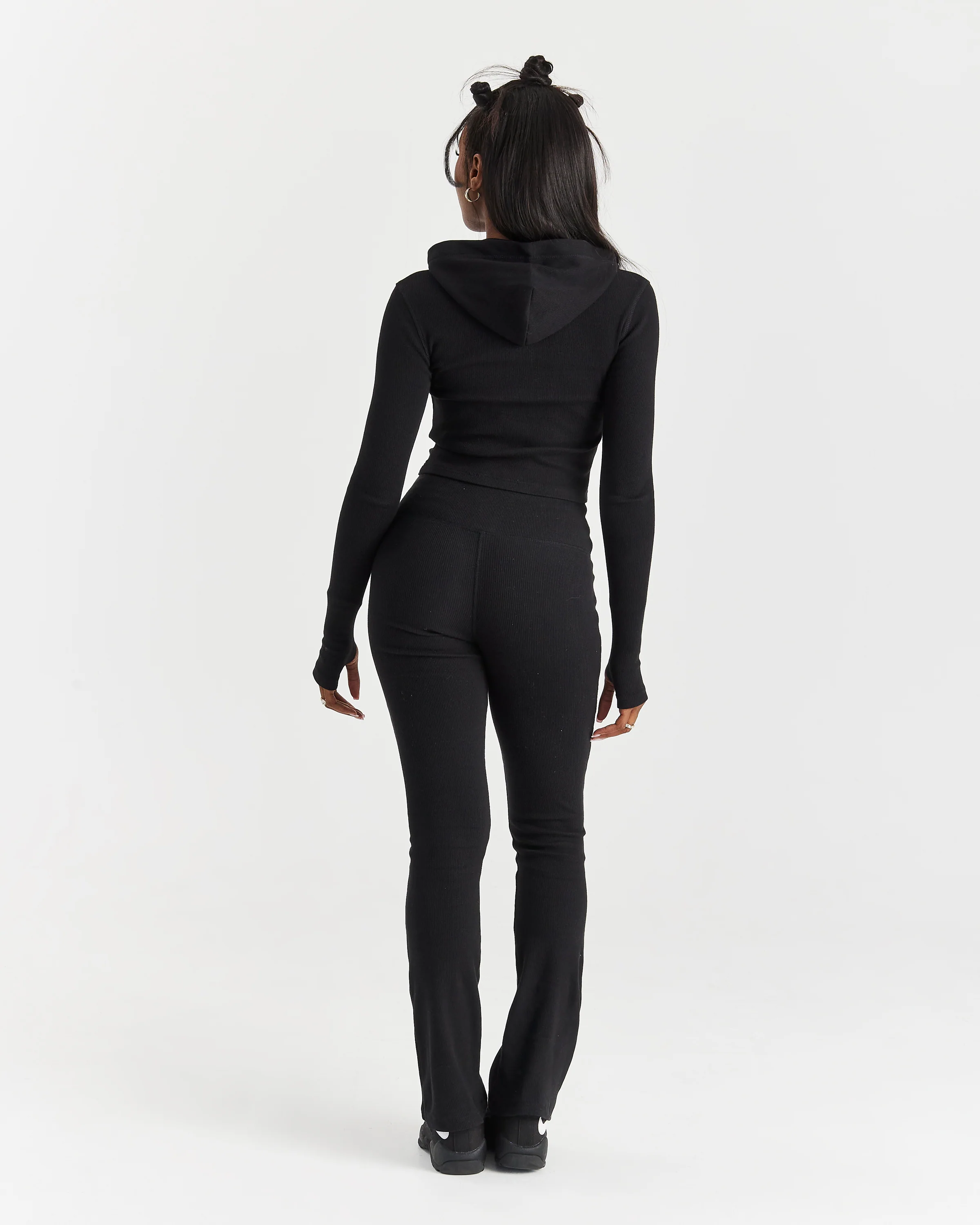 Selene Fitted Zip Hoodie - Black/White - Image 6