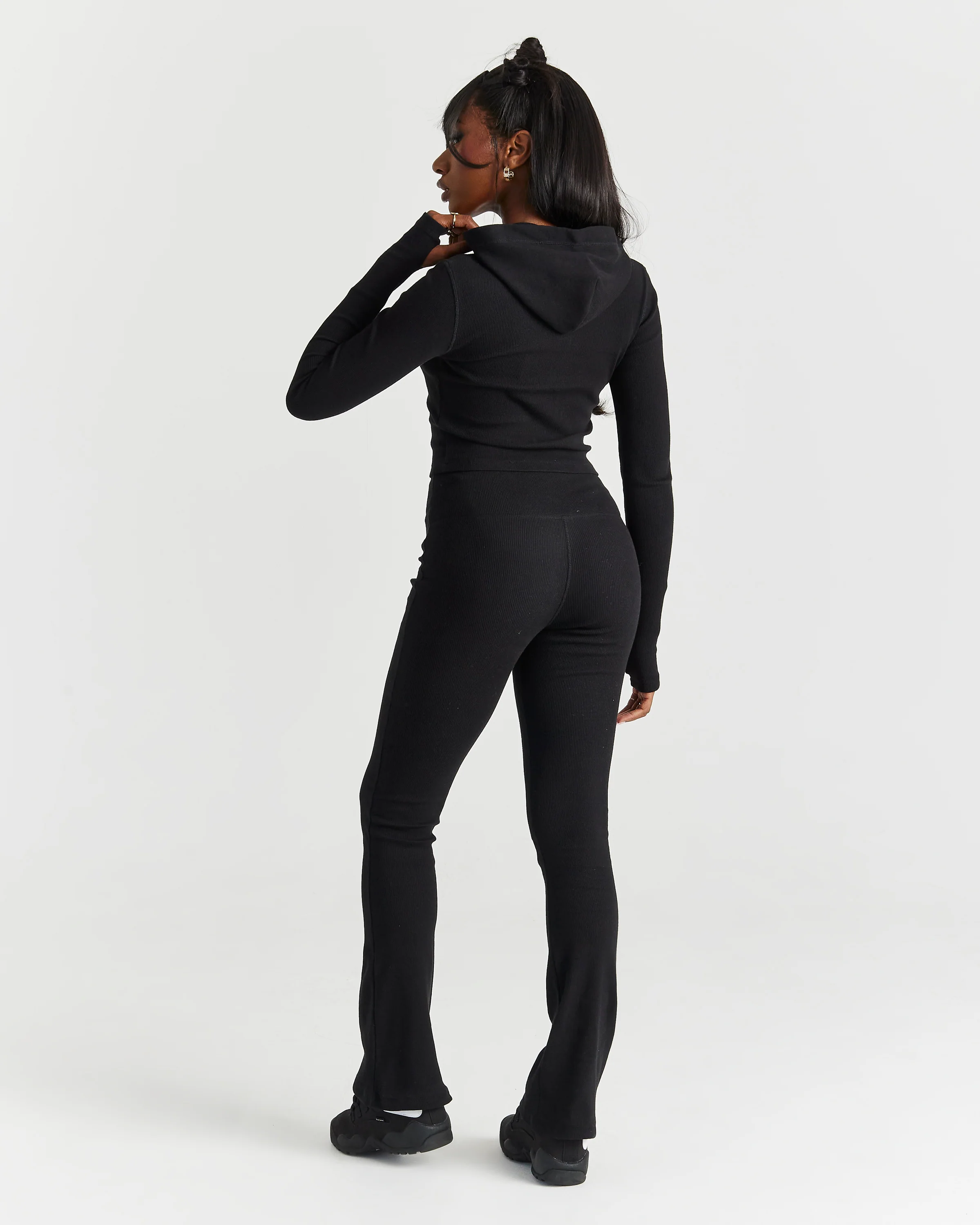 Selene Thick Waistband Flares - Black/White - Image 4