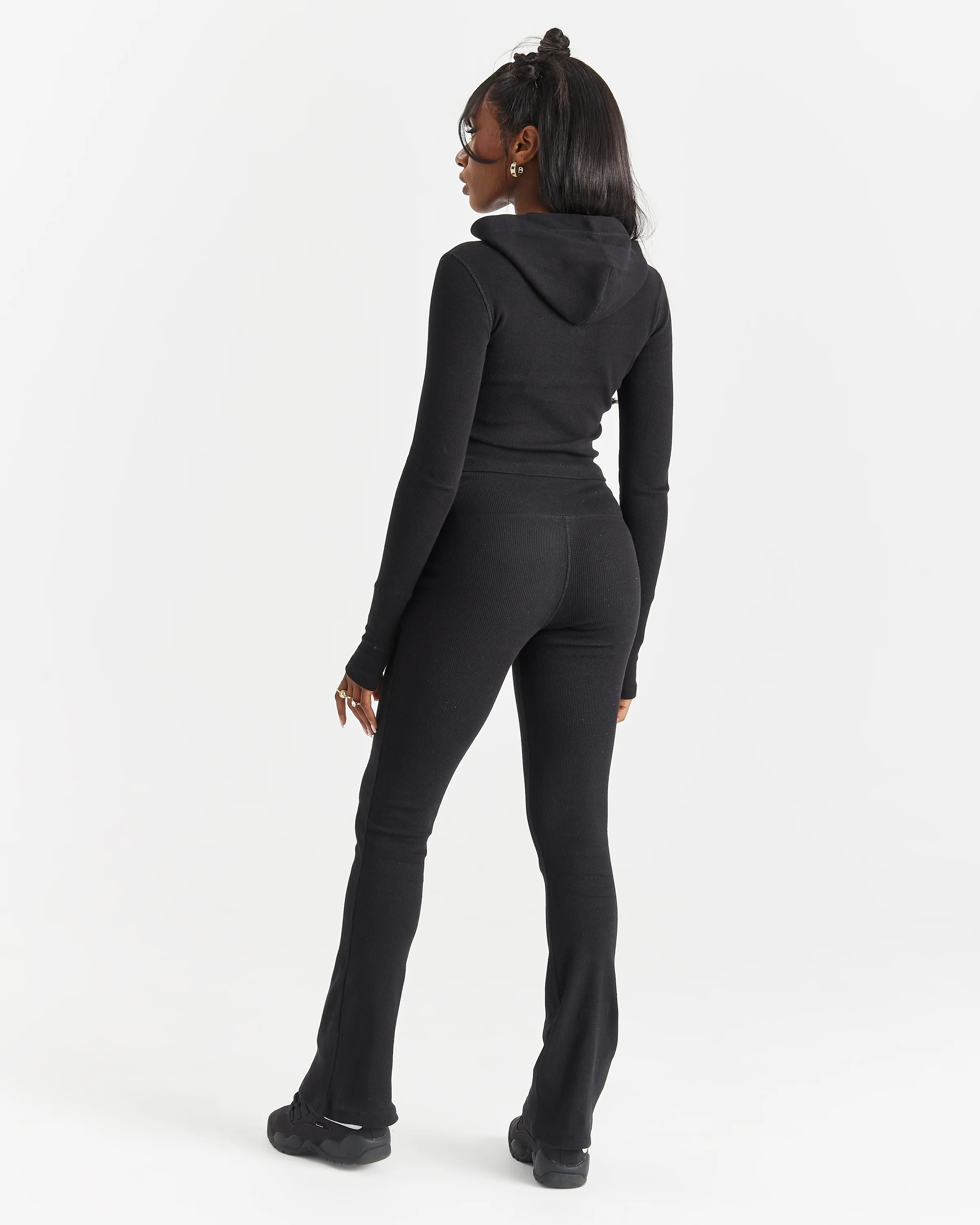 Selene Thick Waistband Flares - Black/White - Image 6