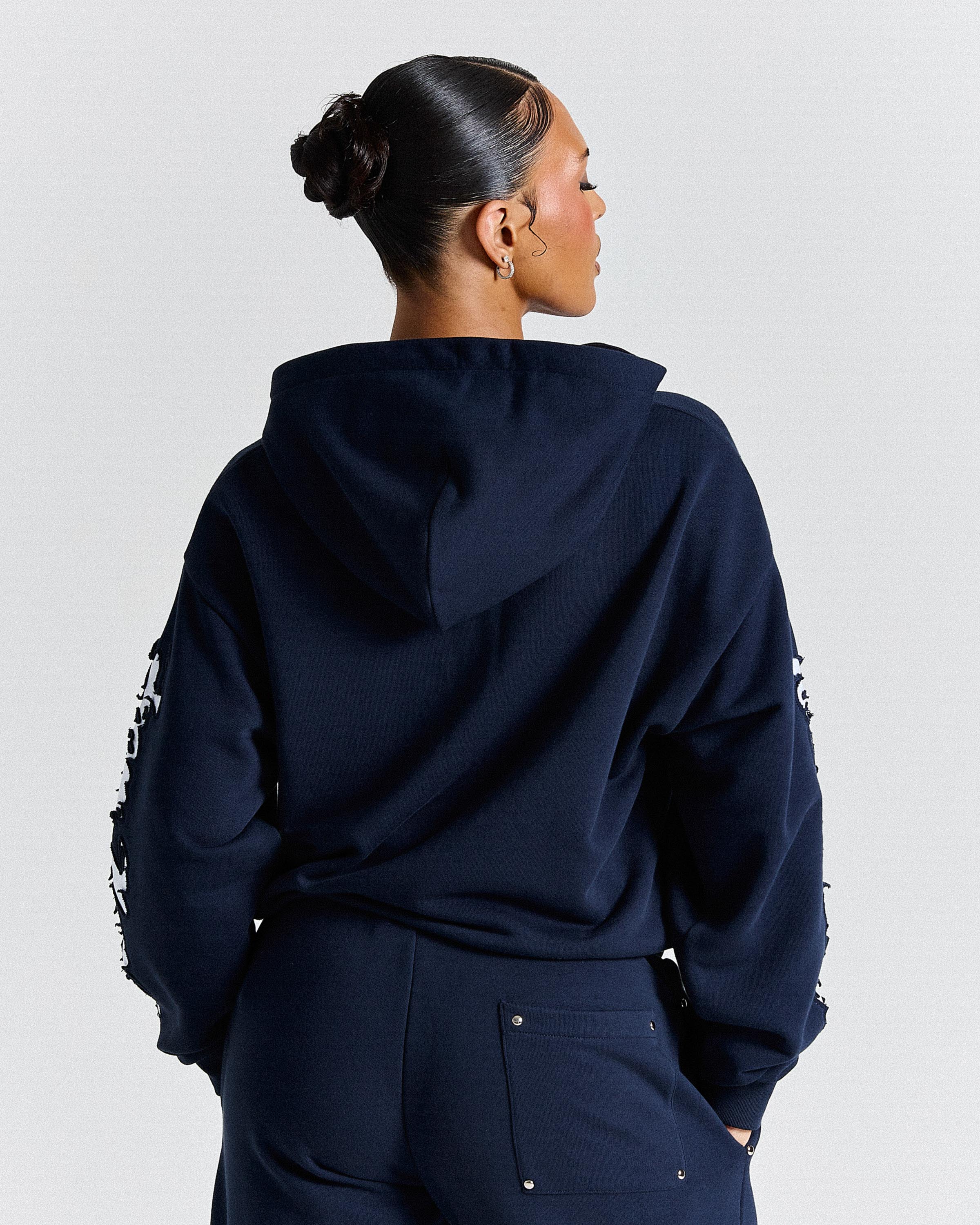The Winner's Circle Siren Mid-length Zip Hoodie - Navy/White - Image 7