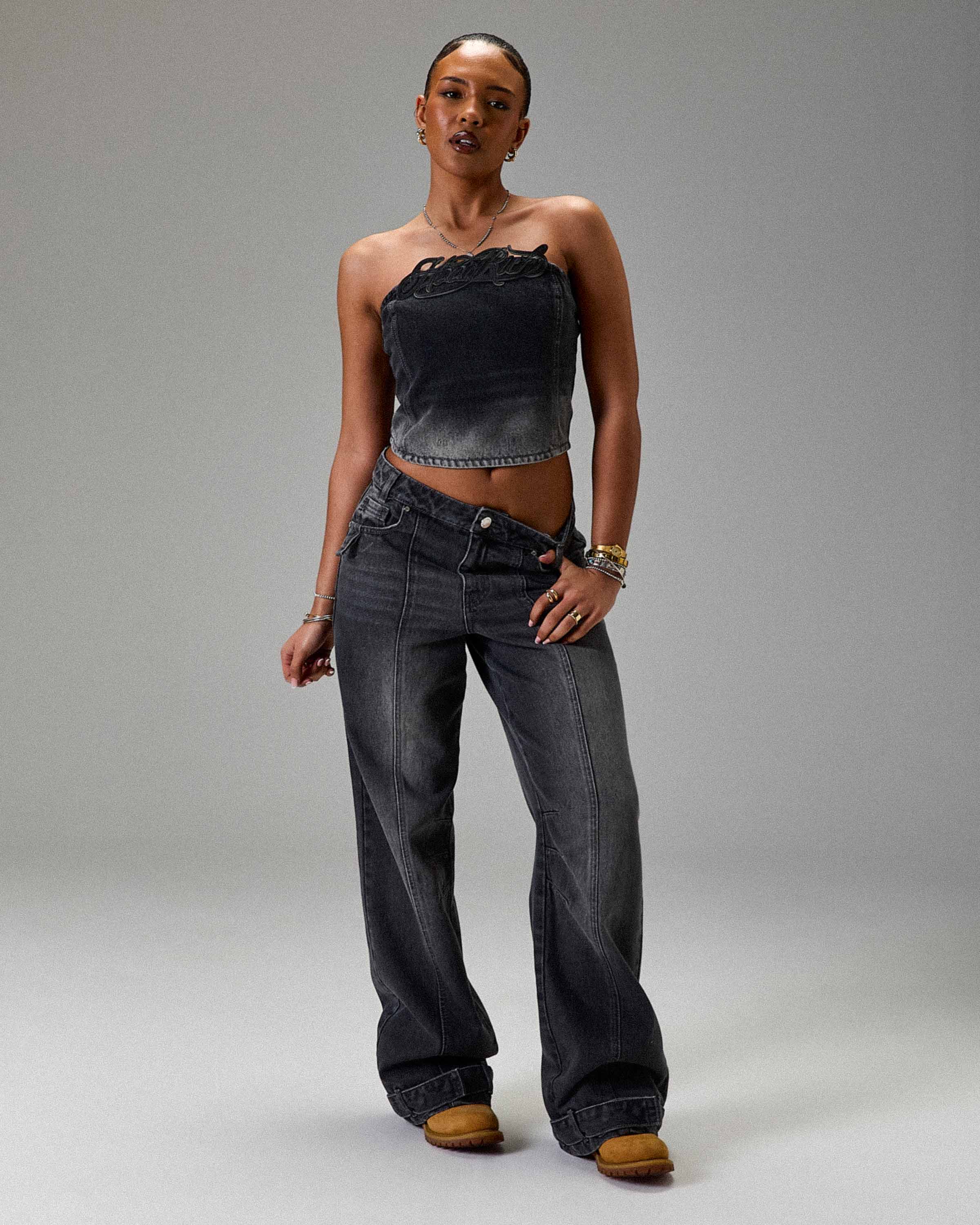 The Winner's Circle Solace Panelled Appliqué Corset - Grey/Black - Image 10