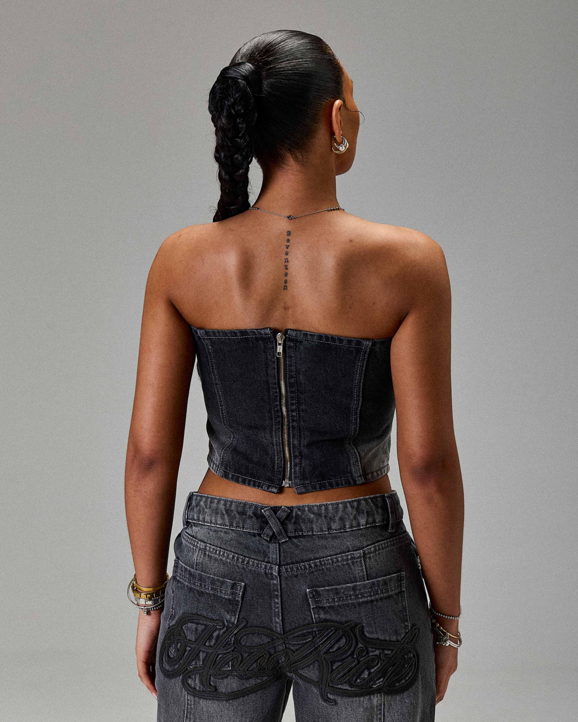 The Winner's Circle Solace Panelled Appliqué Corset - Grey/Black - Image 3