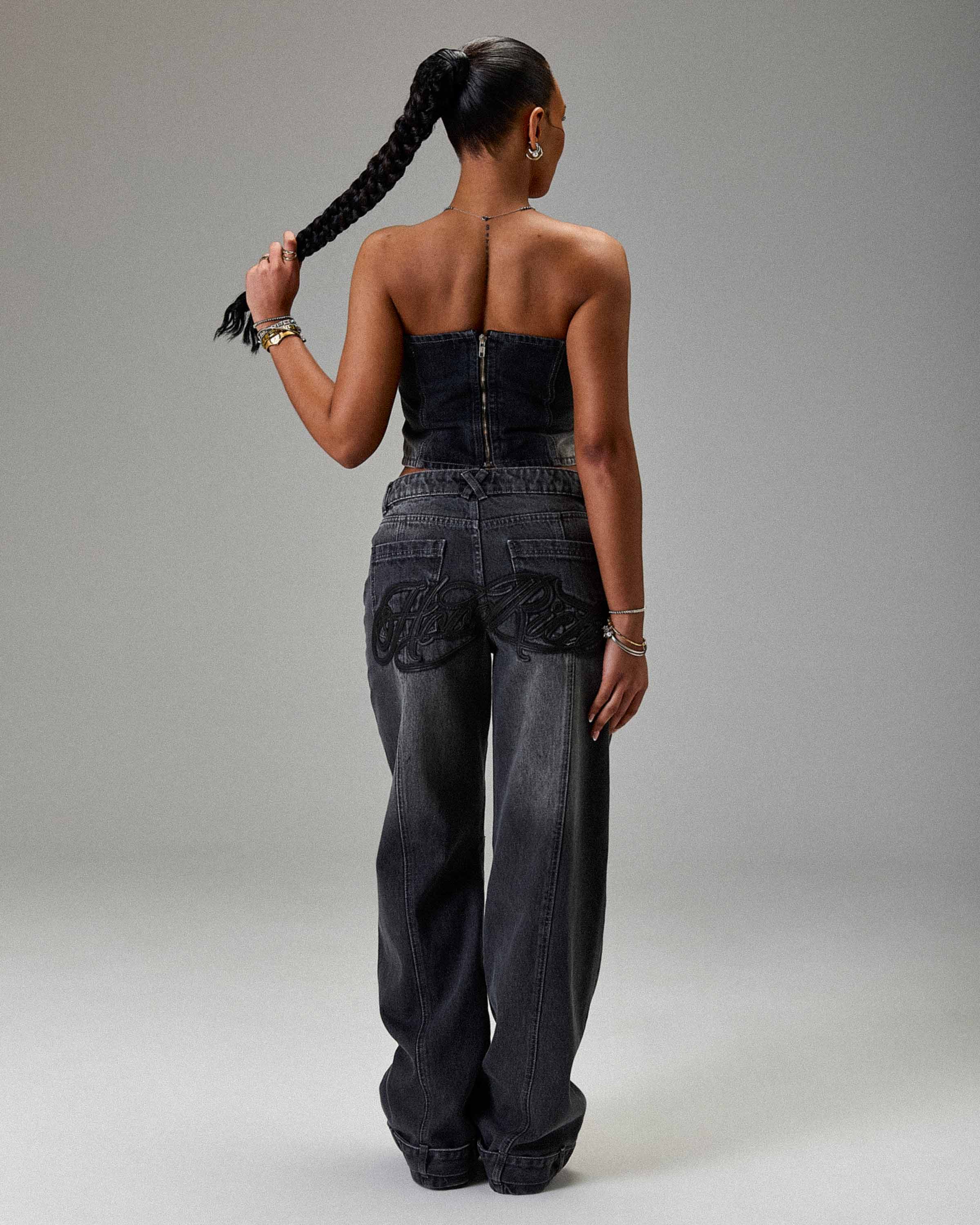The Winner's Circle Solace Panelled Appliqué Corset - Grey/Black - Image 6