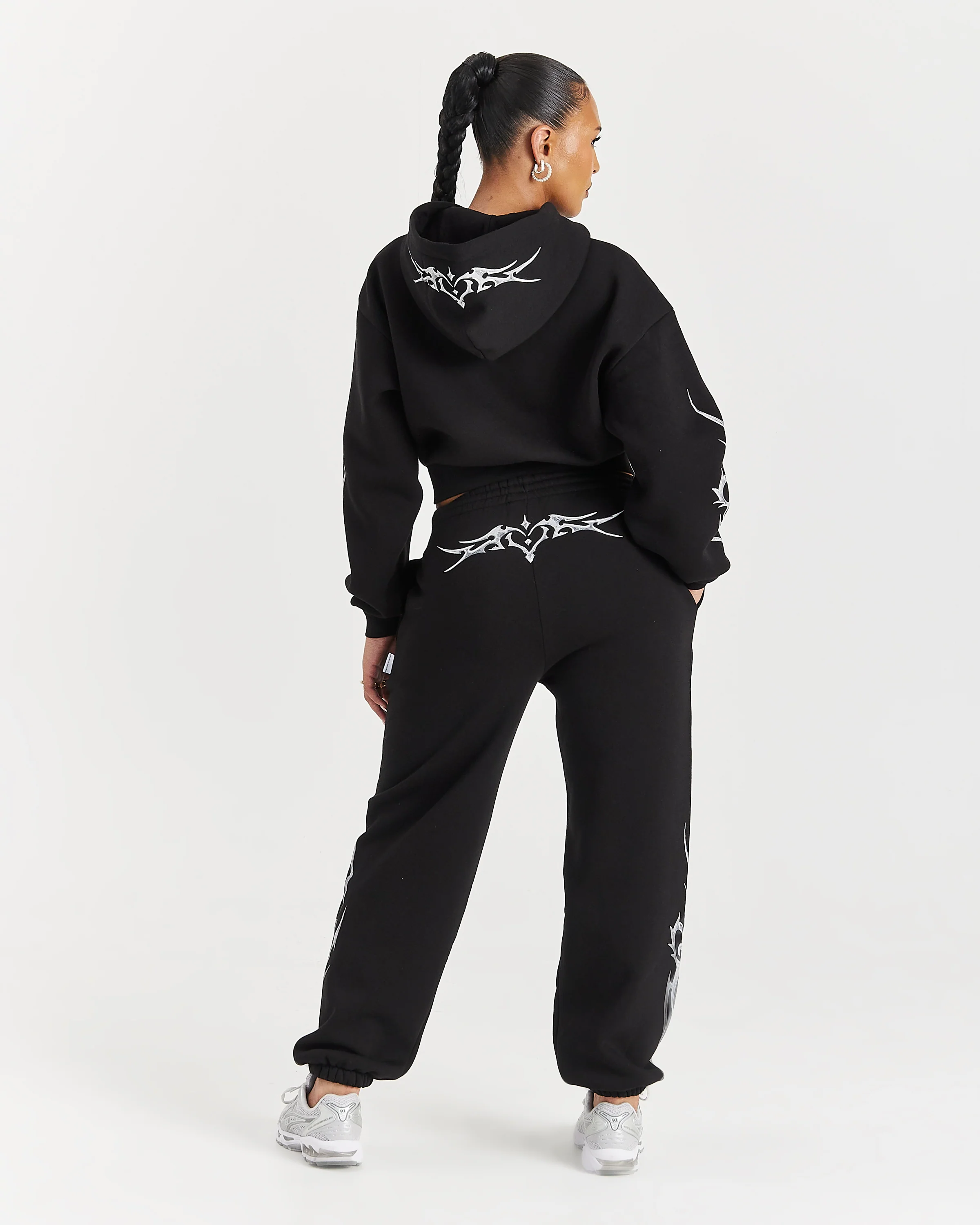 Spark Boxy Zip Hoodie - Black/Silver - Image 5