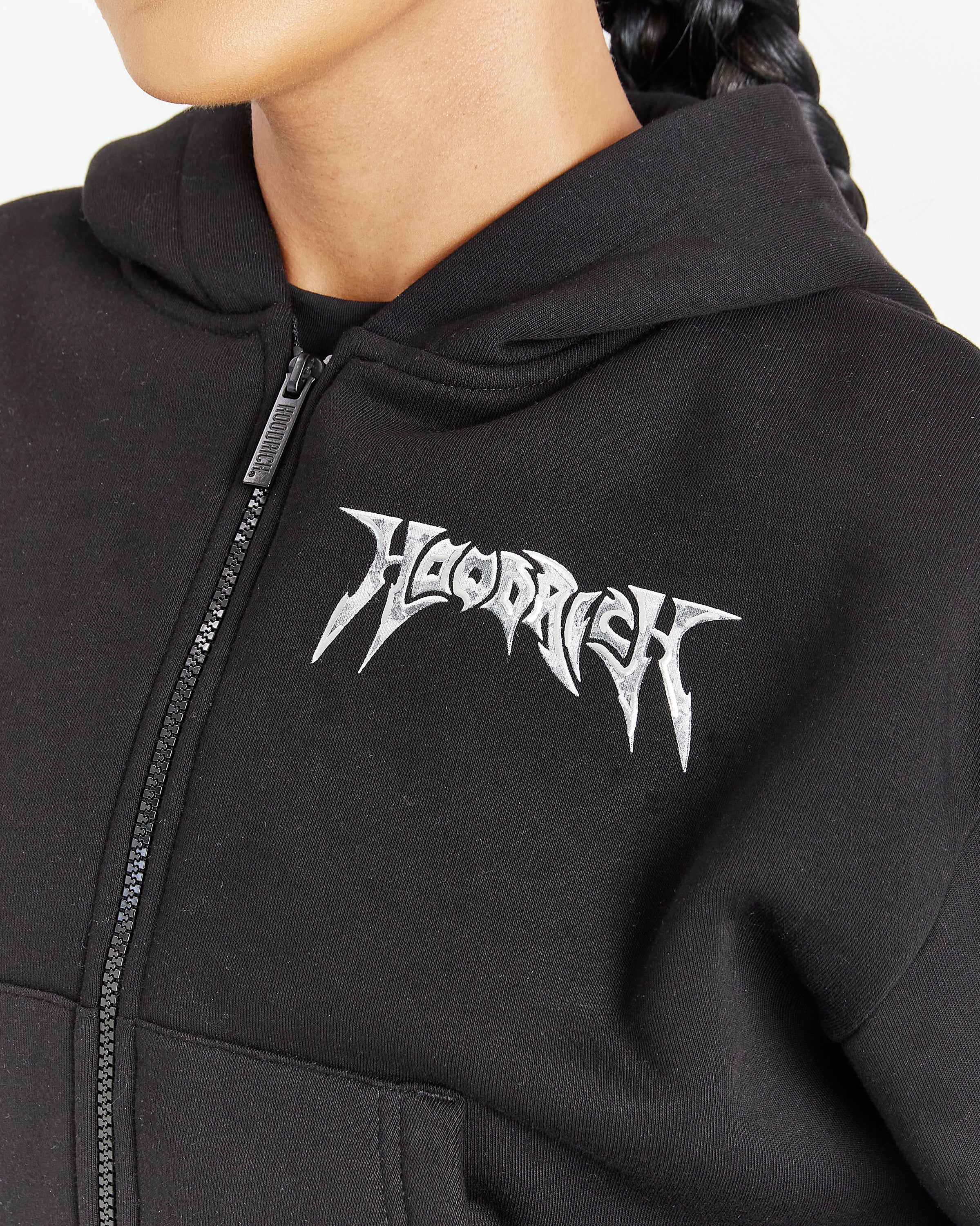 Spark Boxy Zip Hoodie - Black/Silver - Image 7