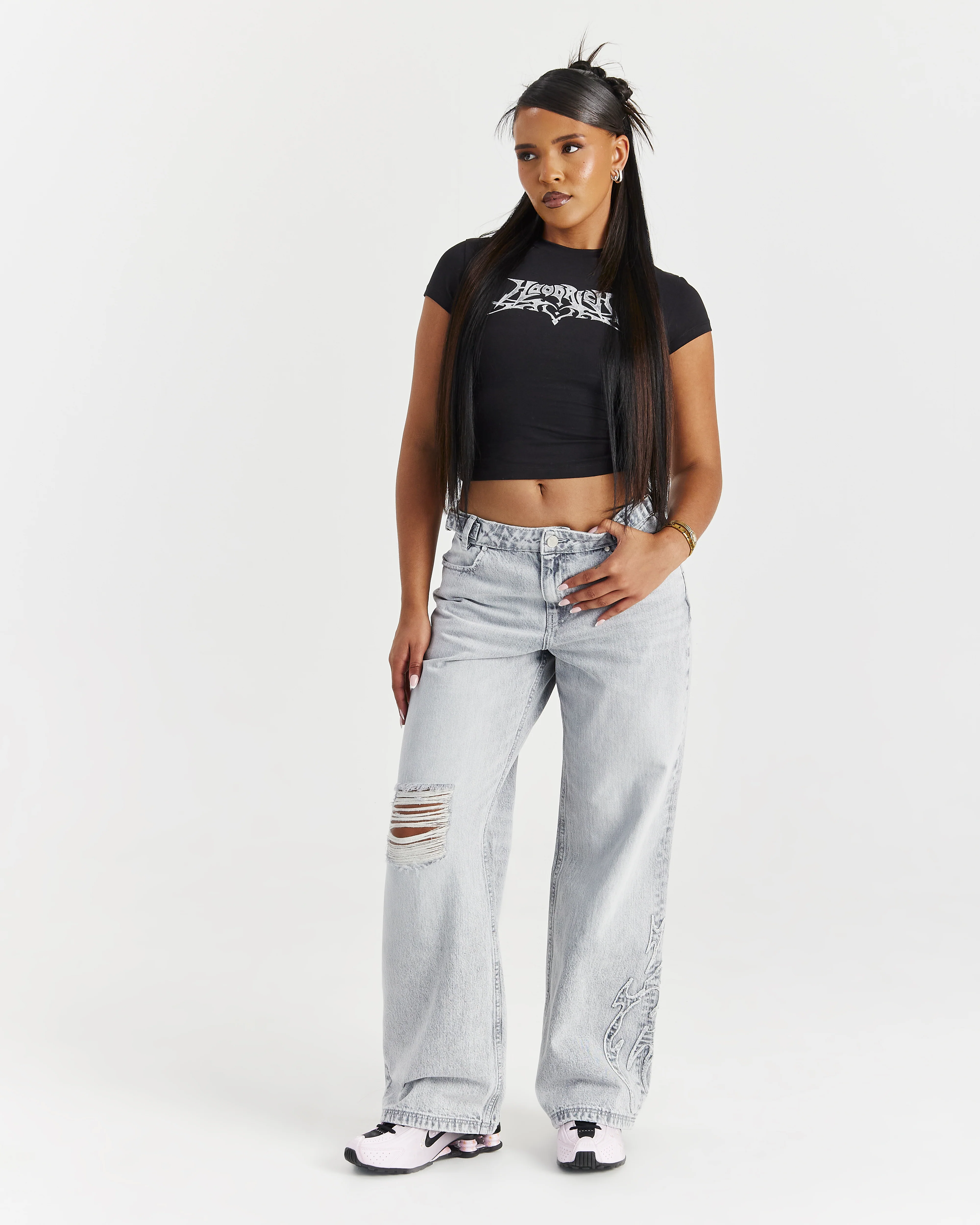 Spark Wide Leg Jeans - Light Grey Wash - Image 5