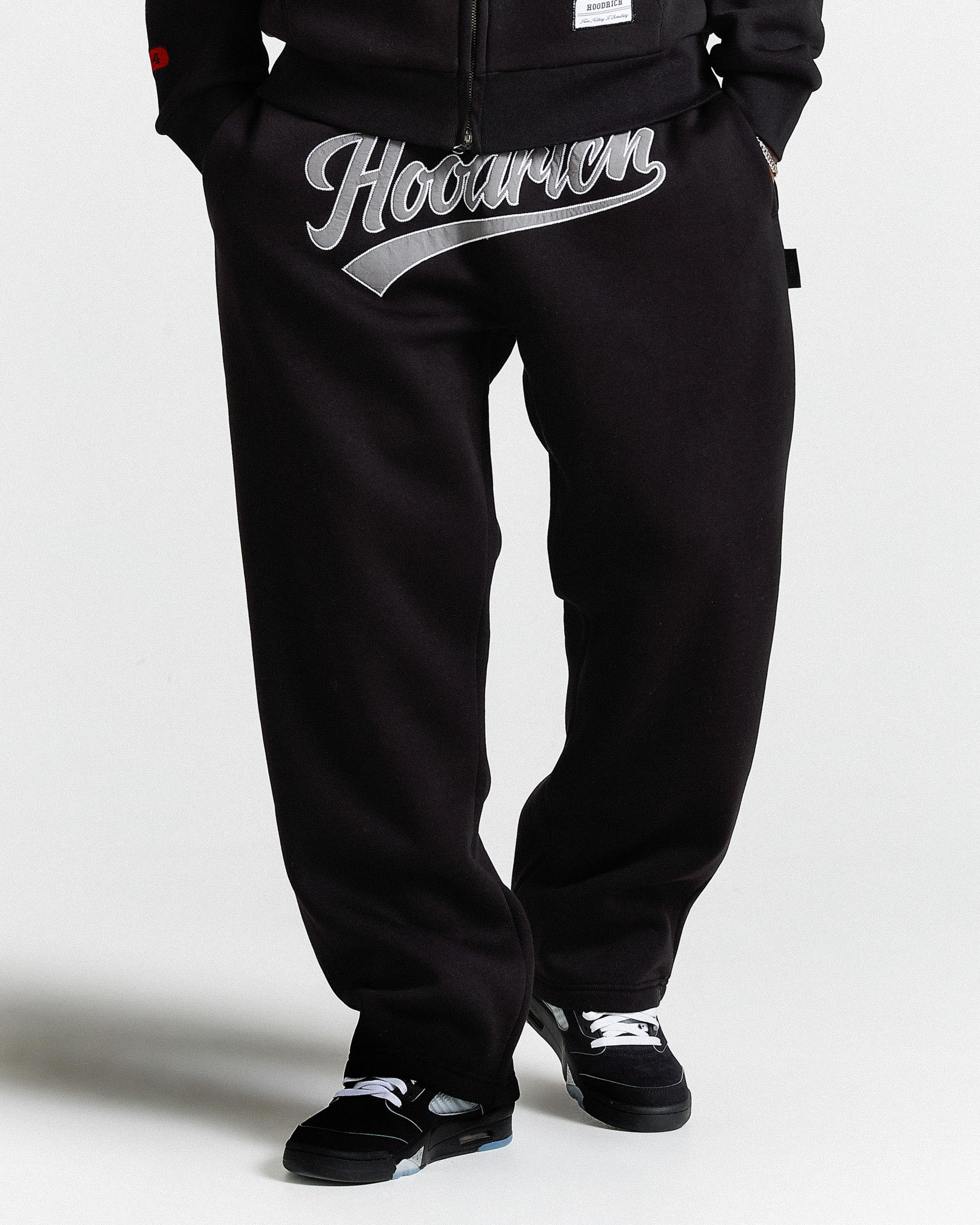 Stade Oversized Wide Leg Joggers - Black/White