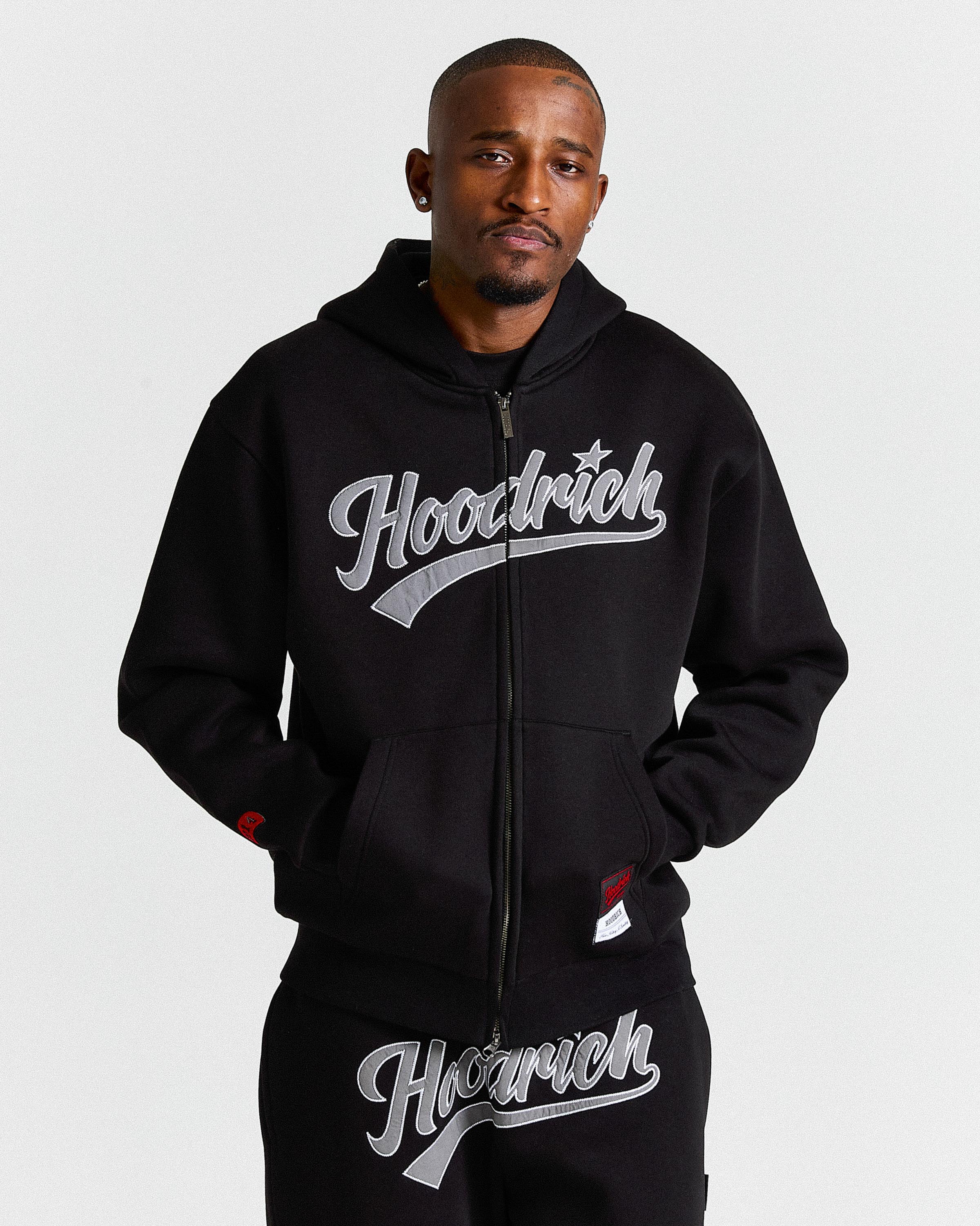 Stade Oversized Zip Hoodie - Black/White