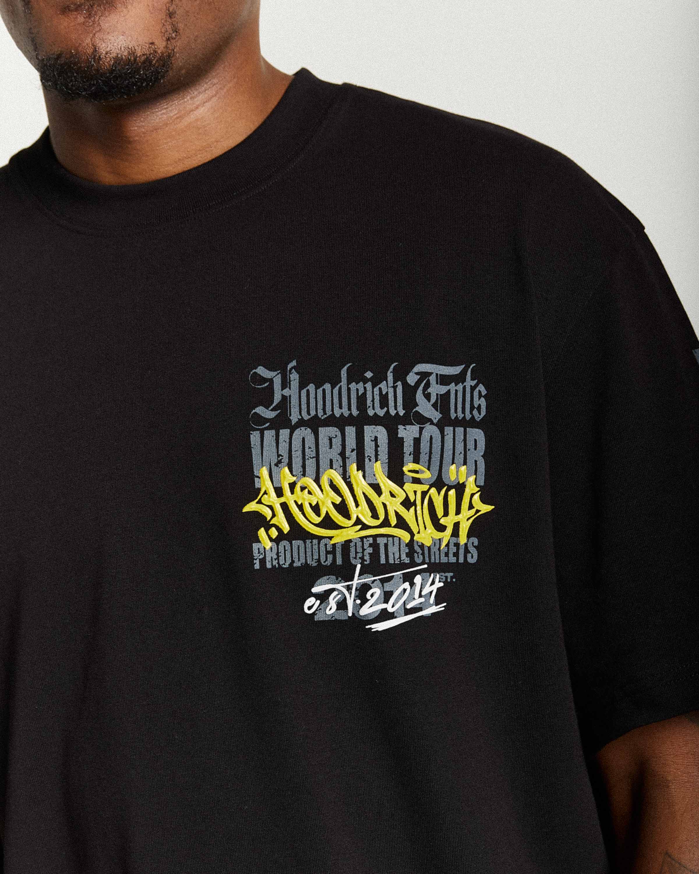 Stamp Tour Oversized T-Shirt - Black/Grey/Yellow - Image 4