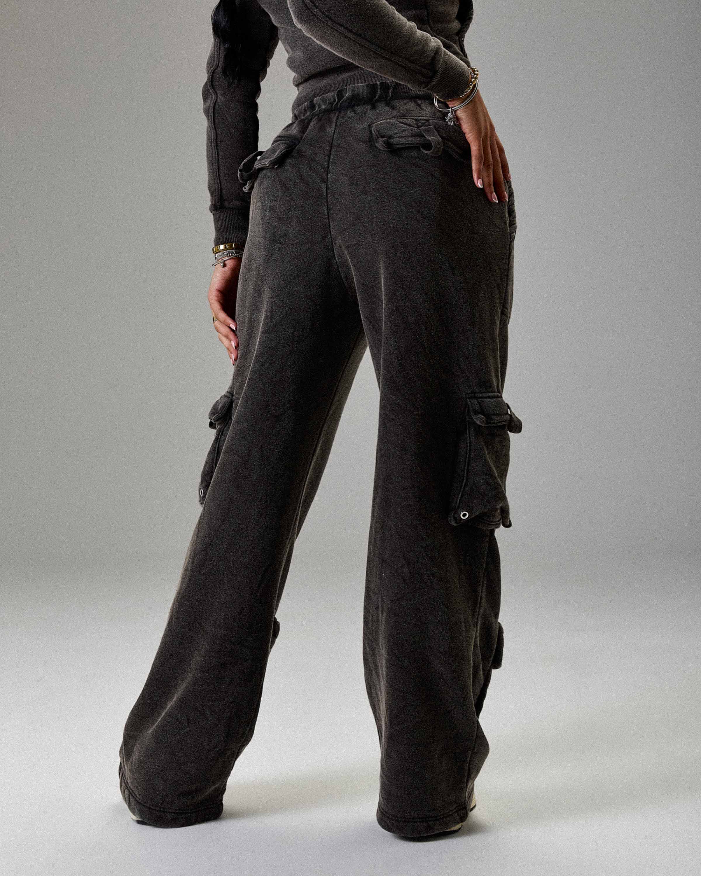 The Winner's Circle Token Oversized Wide Leg Joggers - Washed Black - Image 5
