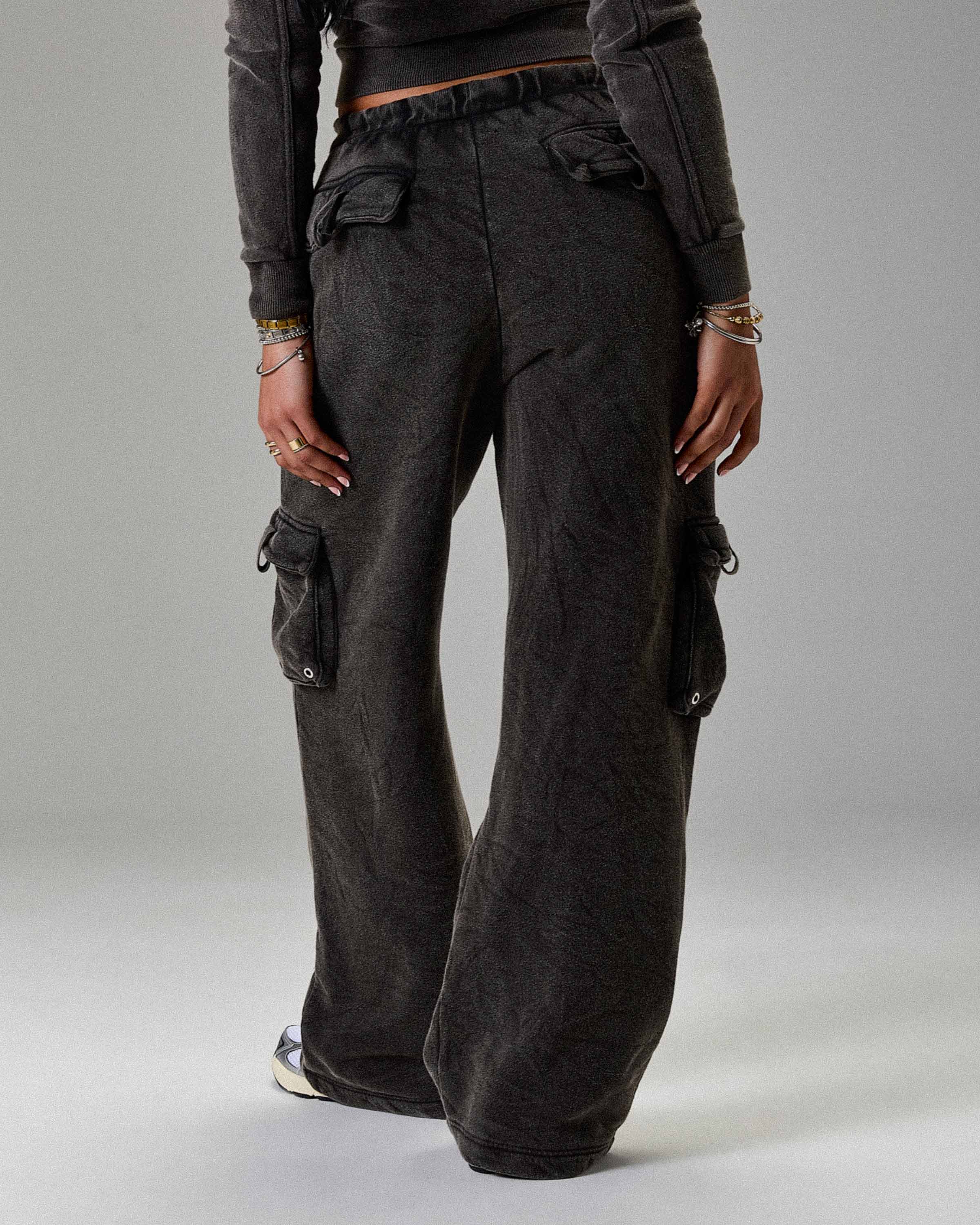 The Winner's Circle Token Oversized Wide Leg Joggers - Washed Black - Image 7