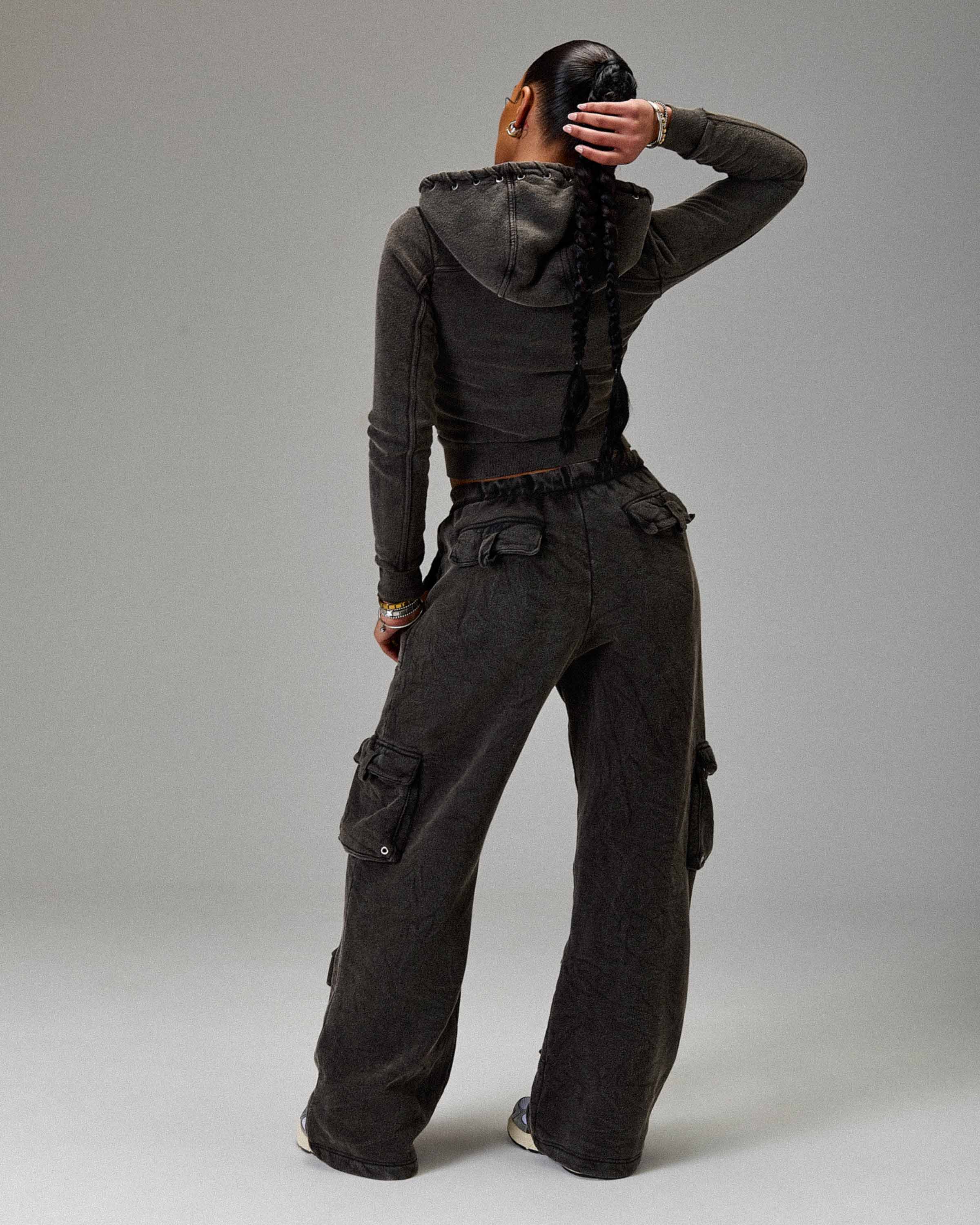 The Winner's Circle Token Oversized Wide Leg Joggers - Washed Black - Image 8