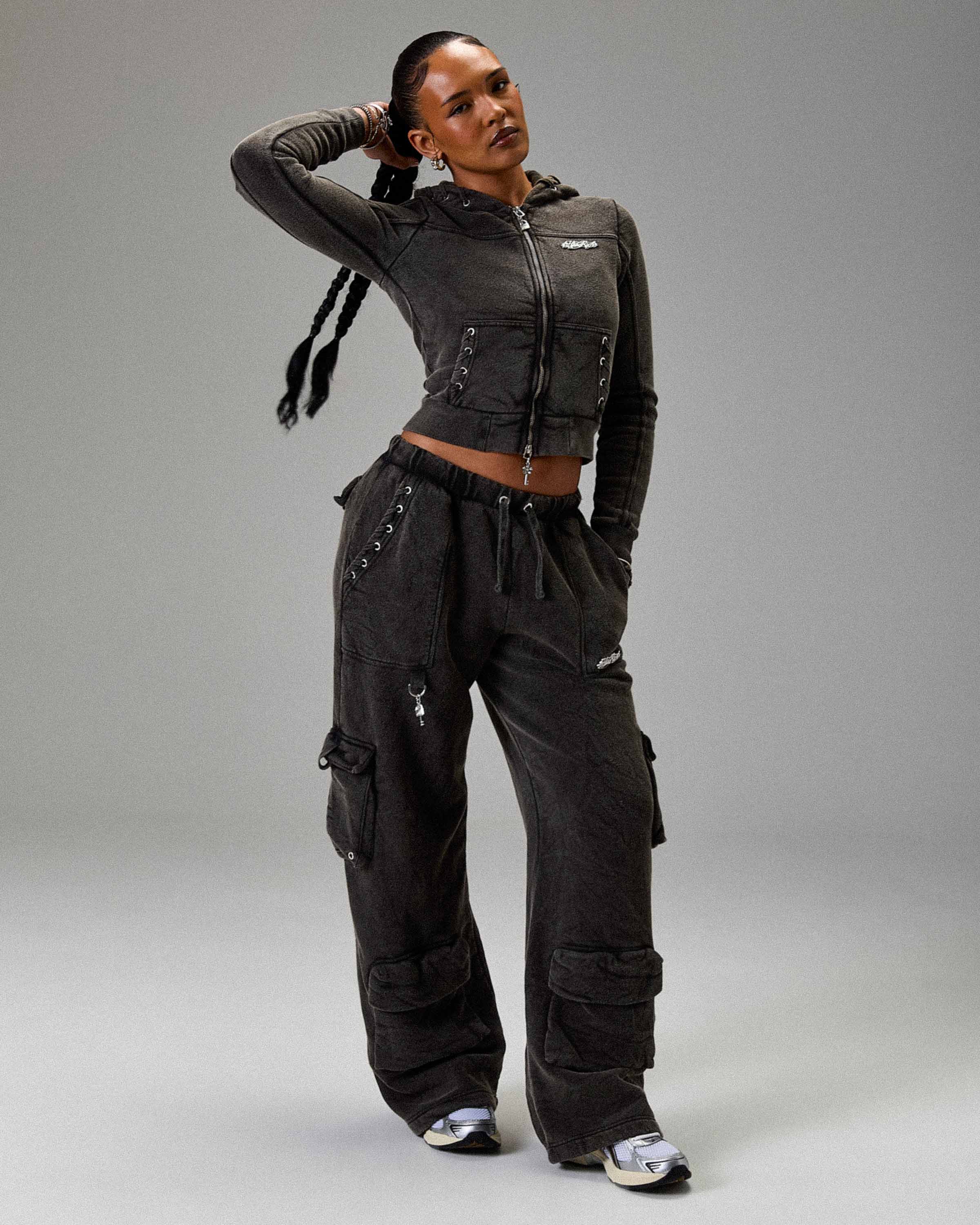 The Winner's Circle Token Slim Zip Hoodie - Washed Black - Image 10