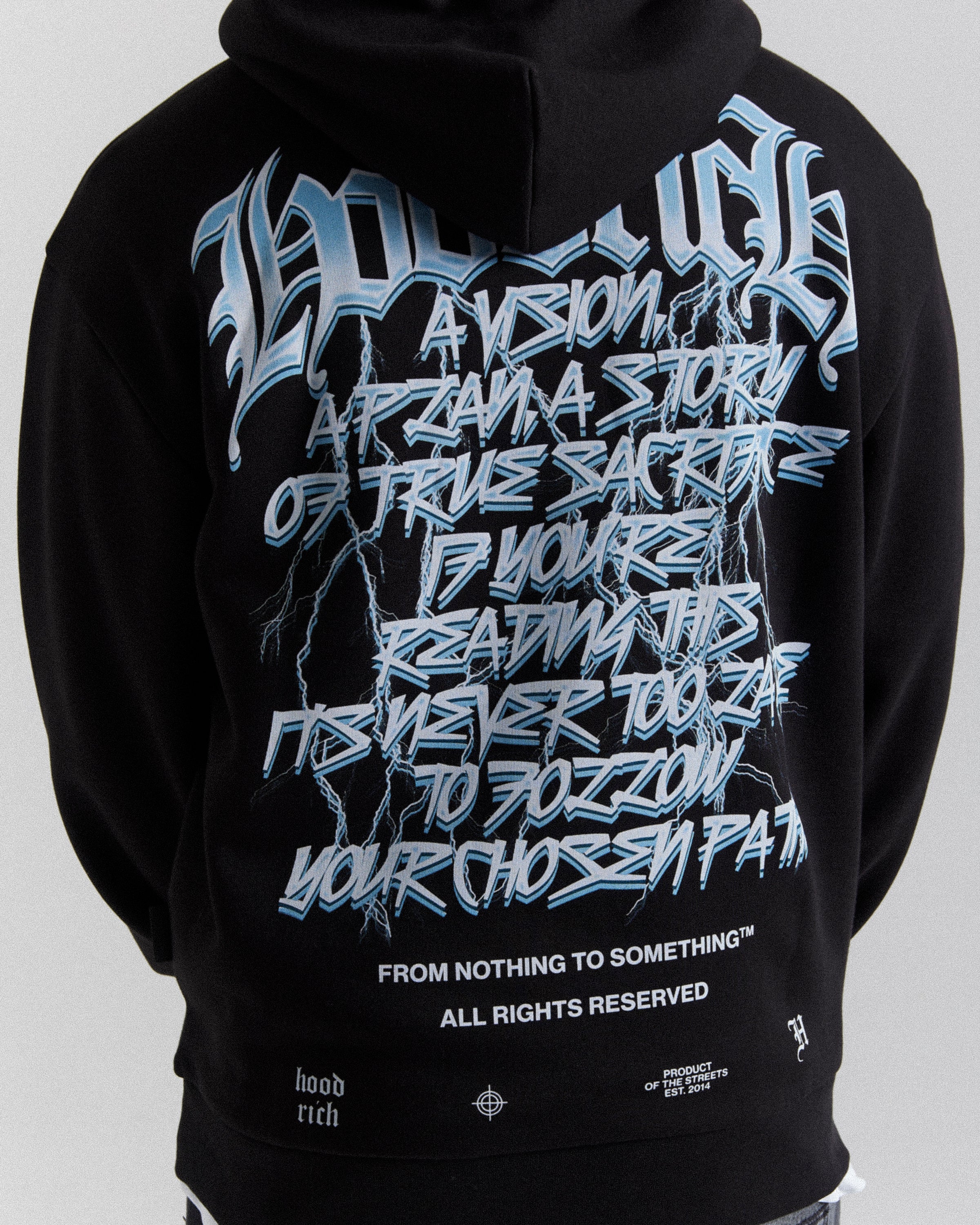 Tornado Oversized Hoodie - Black/White/Blue - Image 4