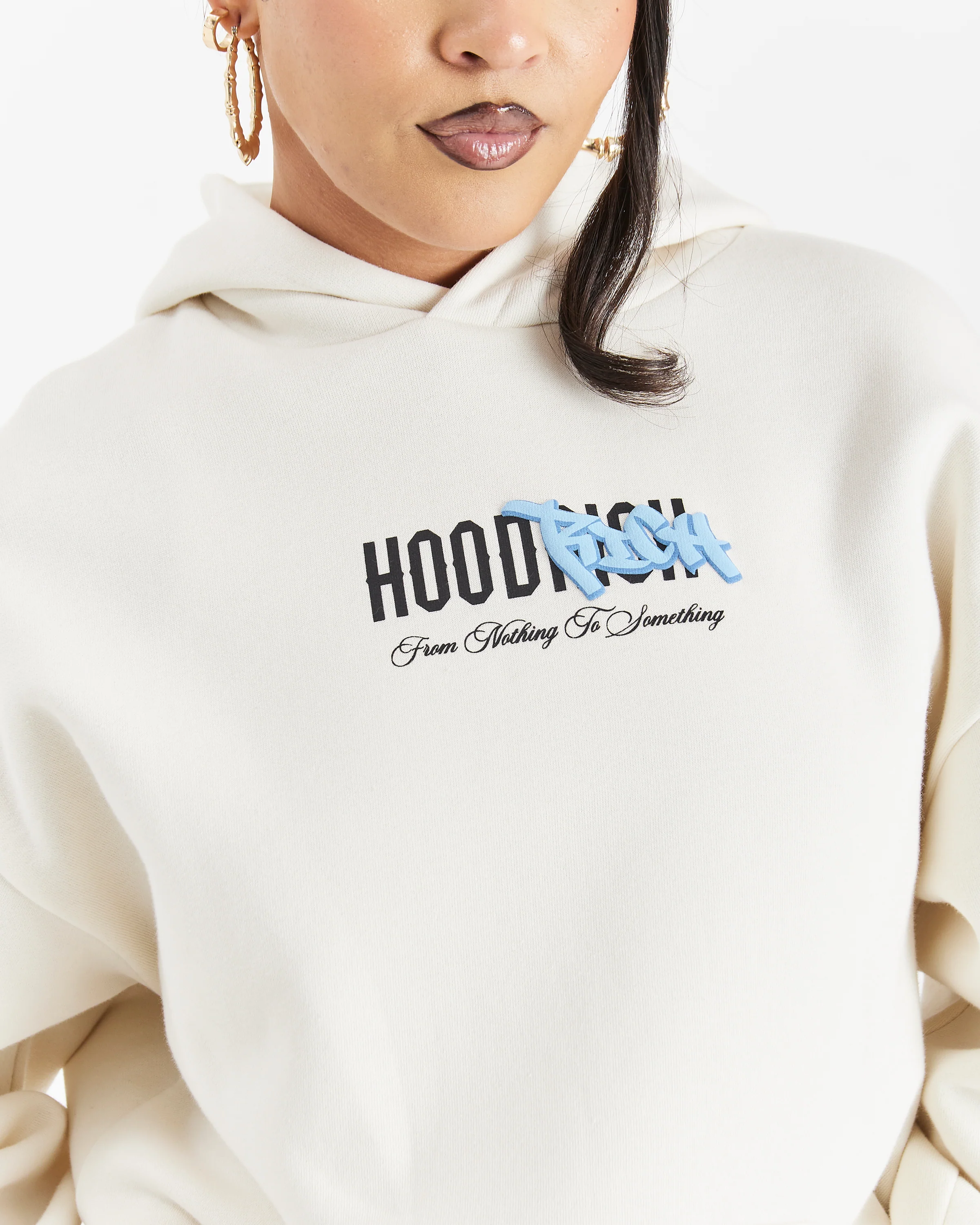 Urban Oversized Hoodie - Cream/Black/Blue - Image 4
