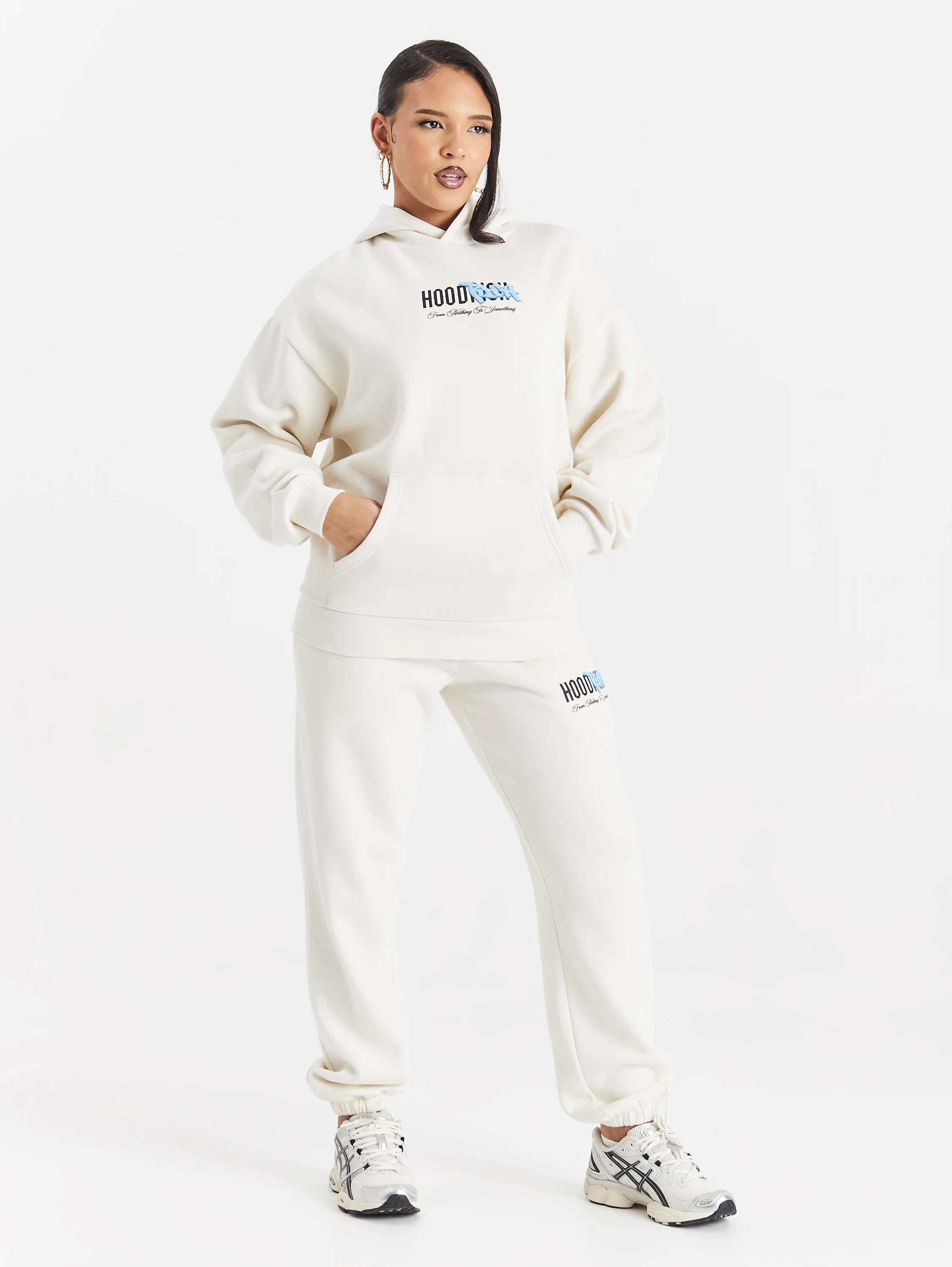 Urban Oversized Hoodie - Cream/Black/Blue - Image 5