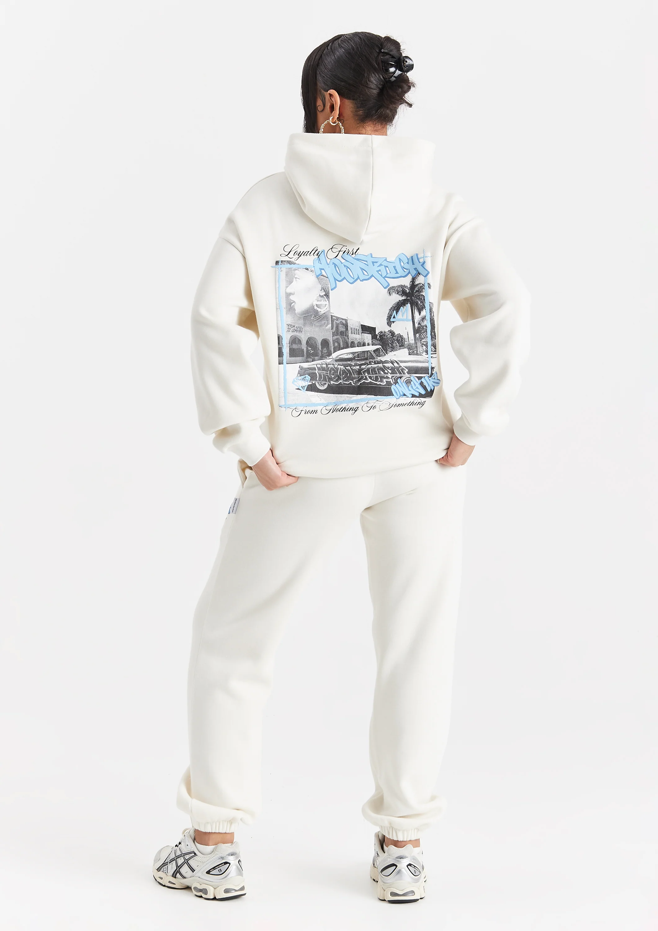 Urban Oversized Hoodie - Cream/Black/Blue - Image 6